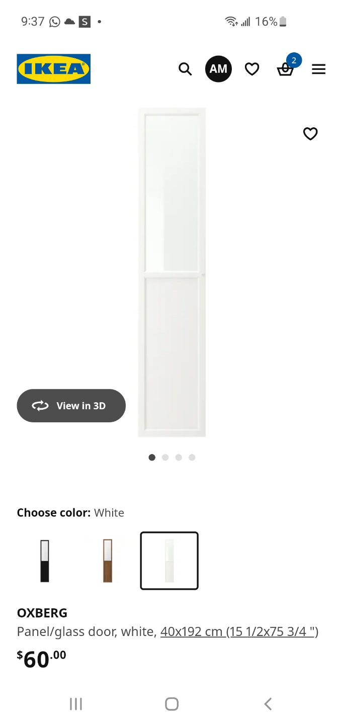 IKEA OXBERG White Panel/Glass Door - photo 2