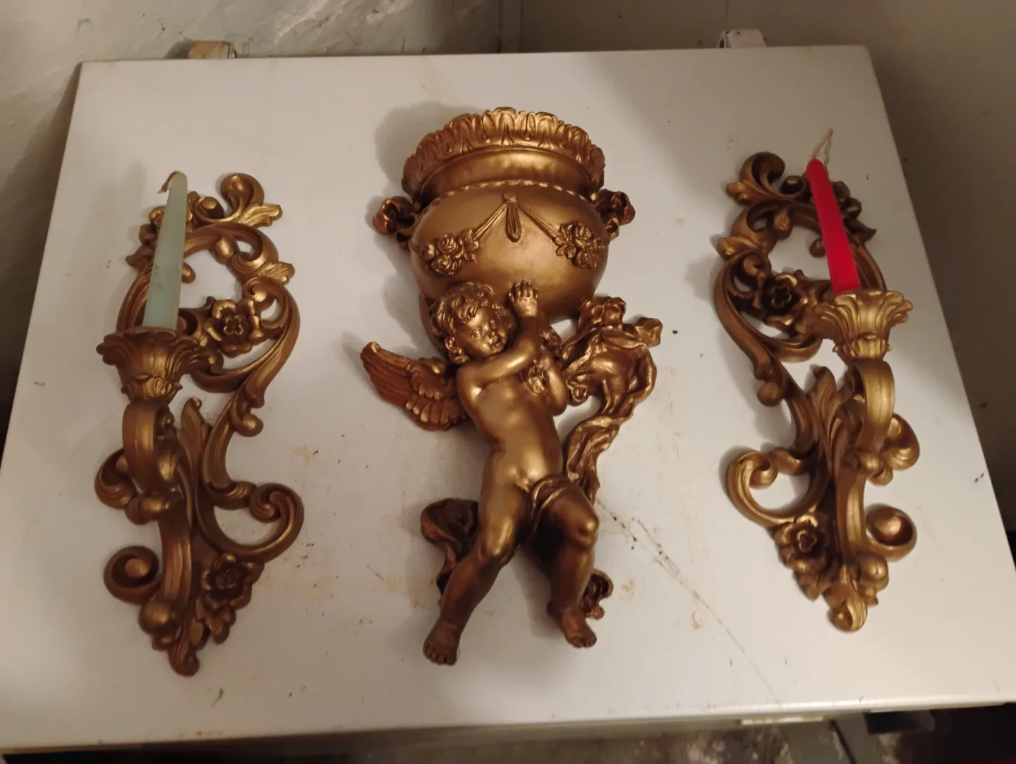 Cherub Wall Decor Set with Candle Holders thumbnail