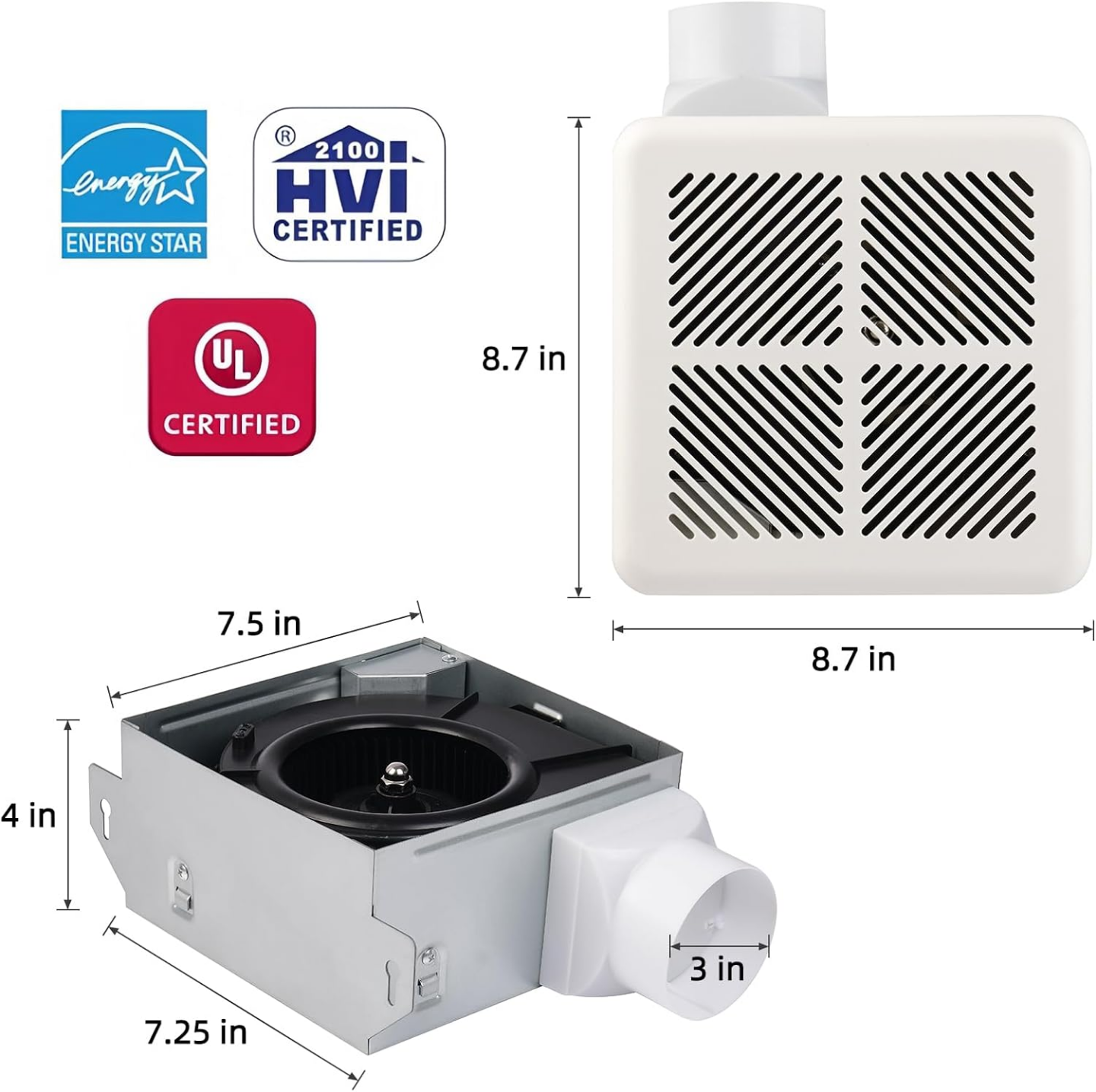 TechDrive 70 CFM Bathroom Exhaust Fan - photo 2