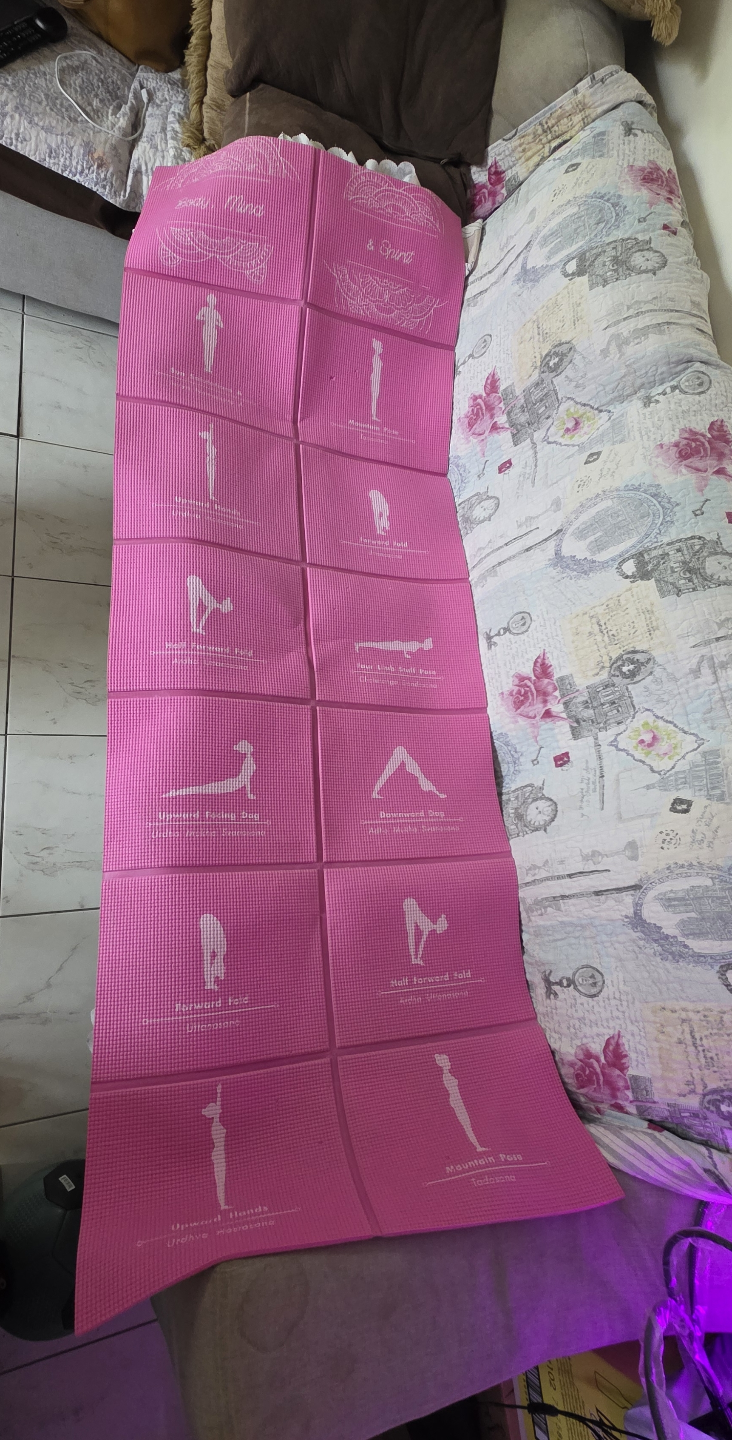 Pink Yoga Mat with Exercise Guide
