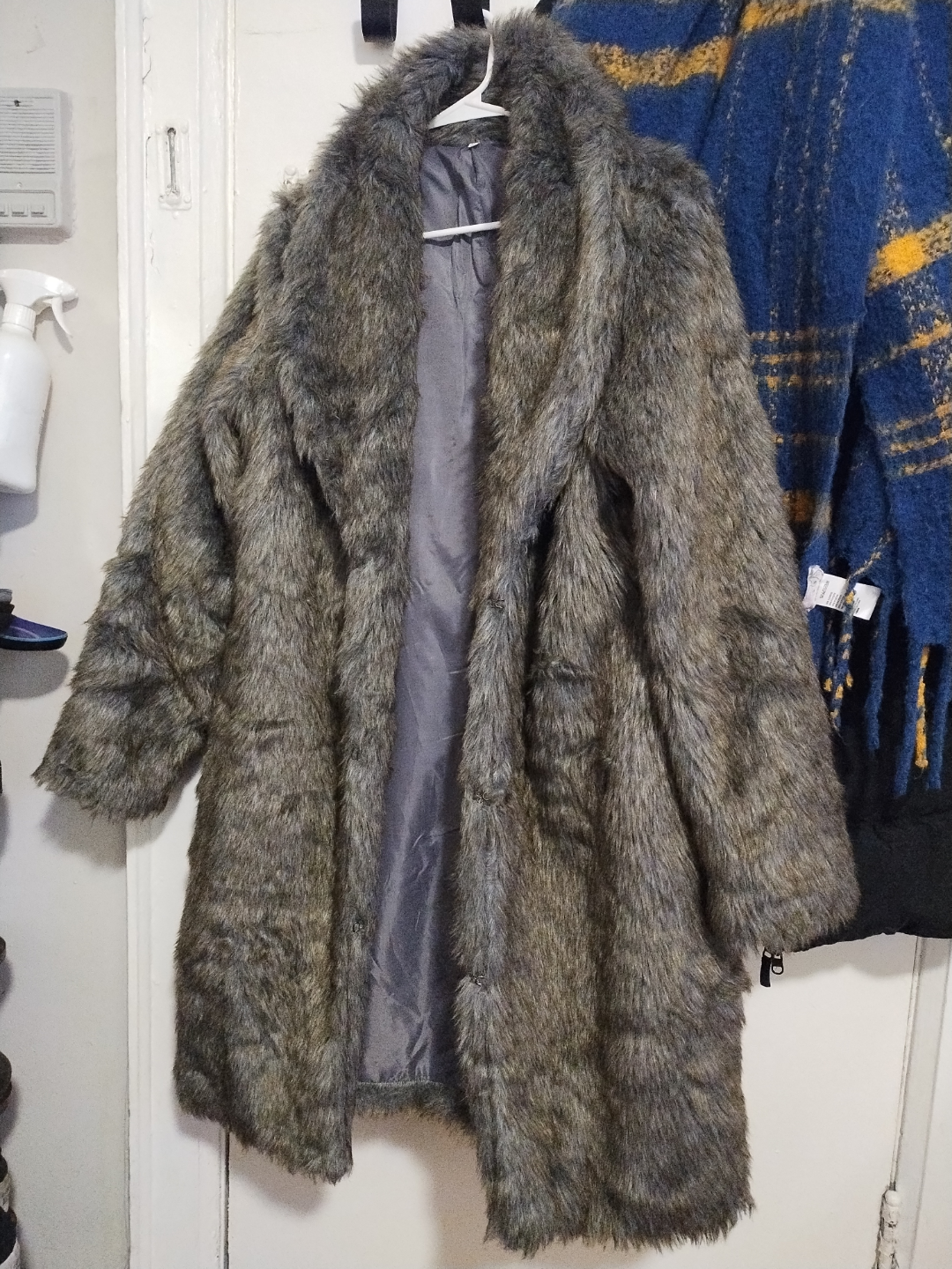 Grey Faux Fur Coat
