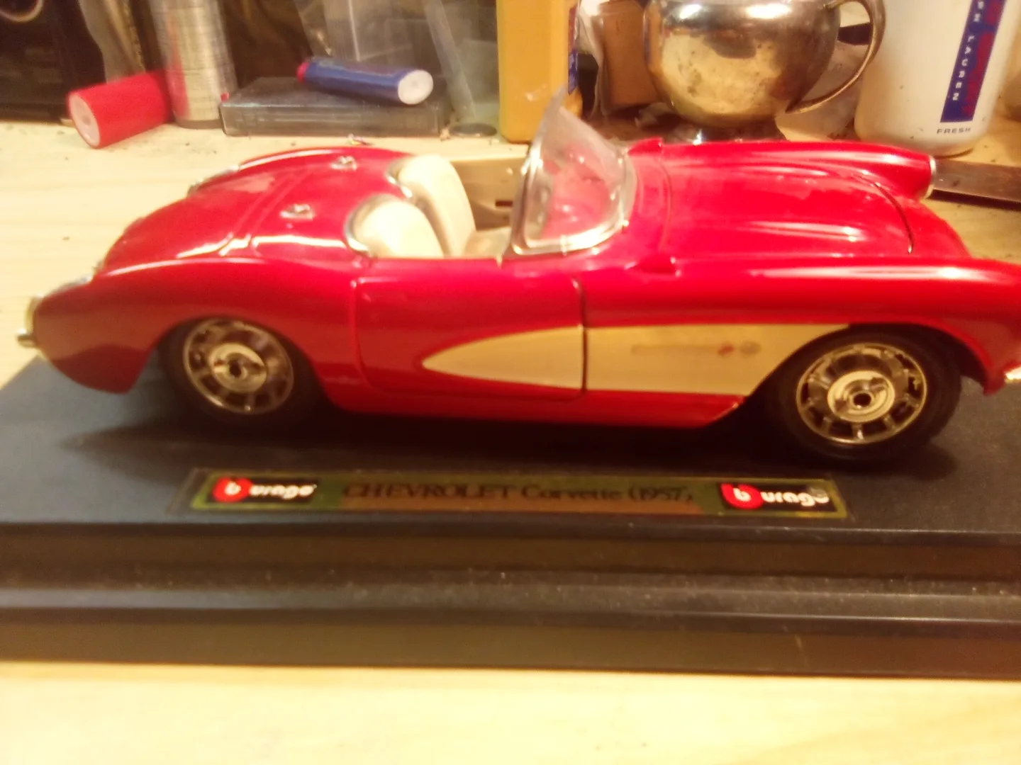 Red Corvette Model Car on Display Stand thumbnail