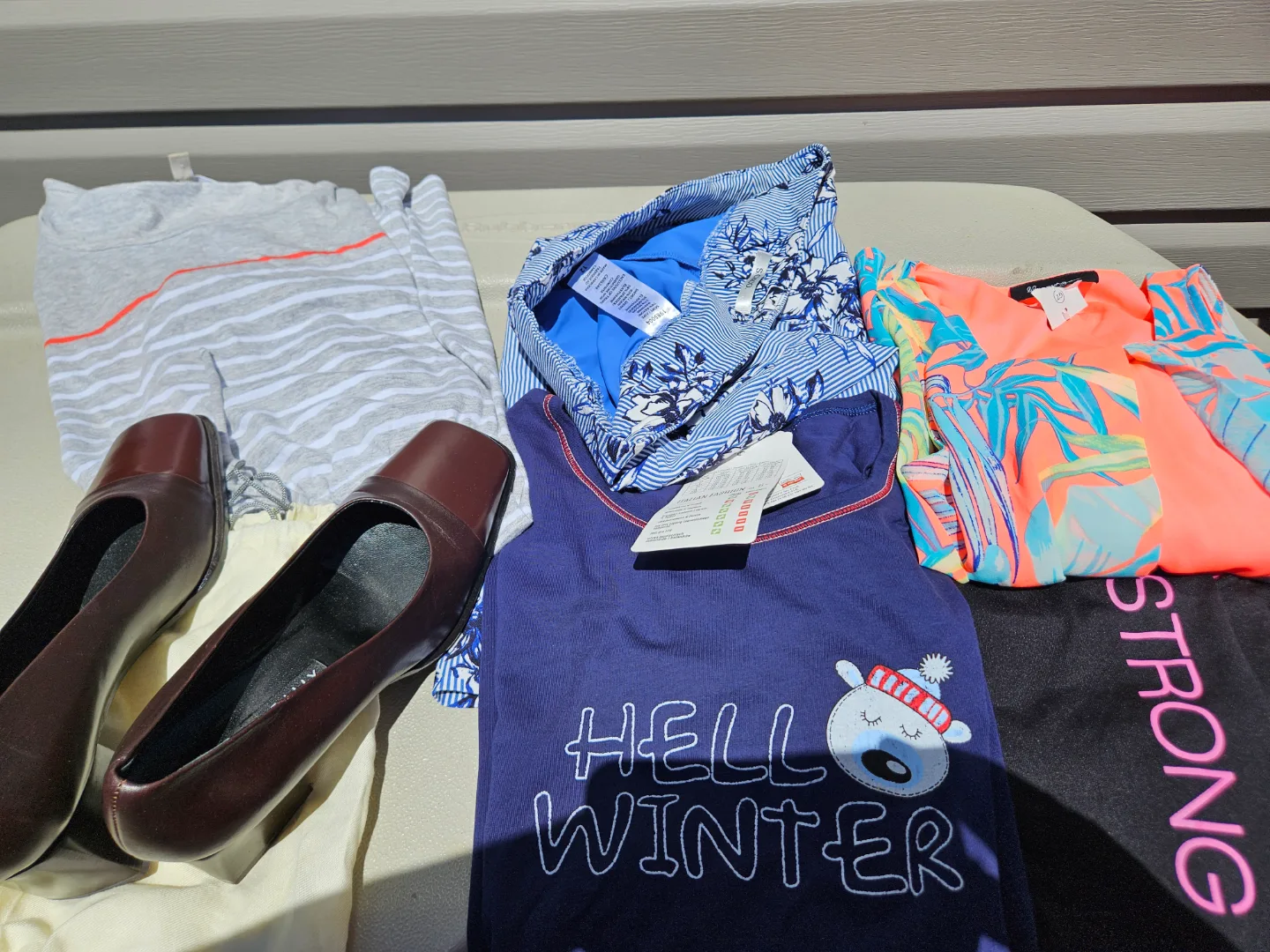 Bally Brown Leather Heels and Women's Clothing Bundle thumbnail