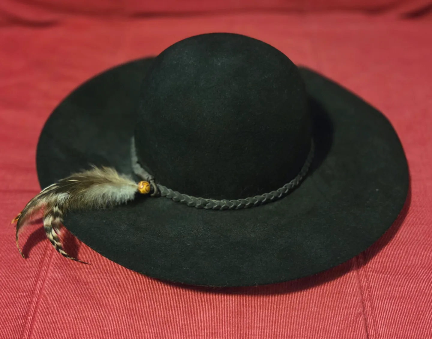 Black Aldo Women's Felt Hat with Feather Detail thumbnail