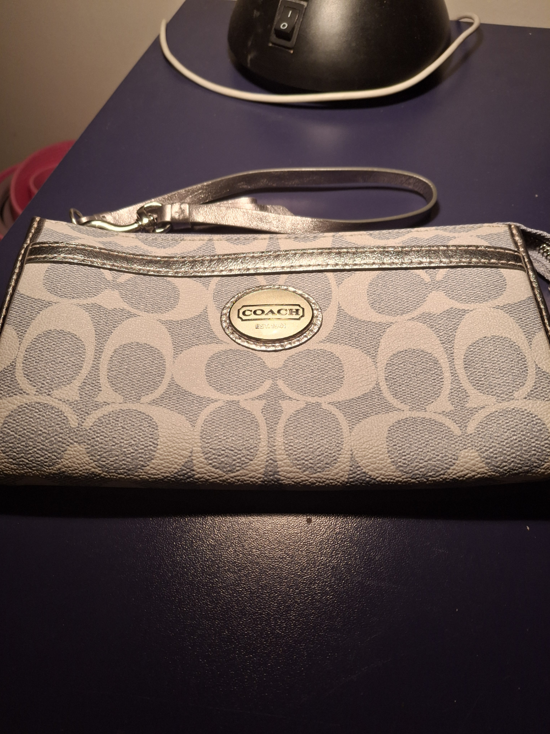 Coach Wristlet Wallet - Light Blue Signature Canvas