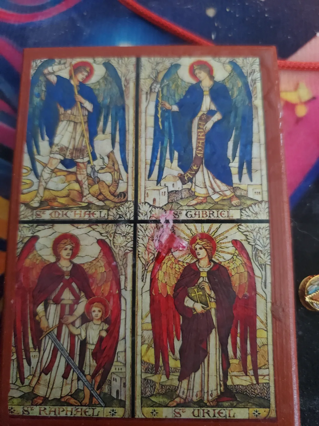 Beautiful Mosaic Cross Pendant and 4 archangels image indicator(3)