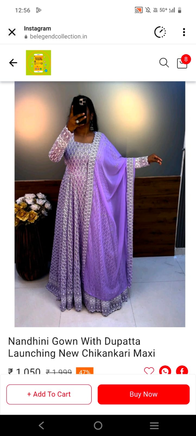 Nandhini Chikankari Maxi Gown with Dupatta