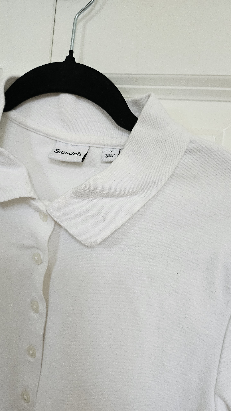 SUNDAY BEST White cropped Sun-deh collared shirt