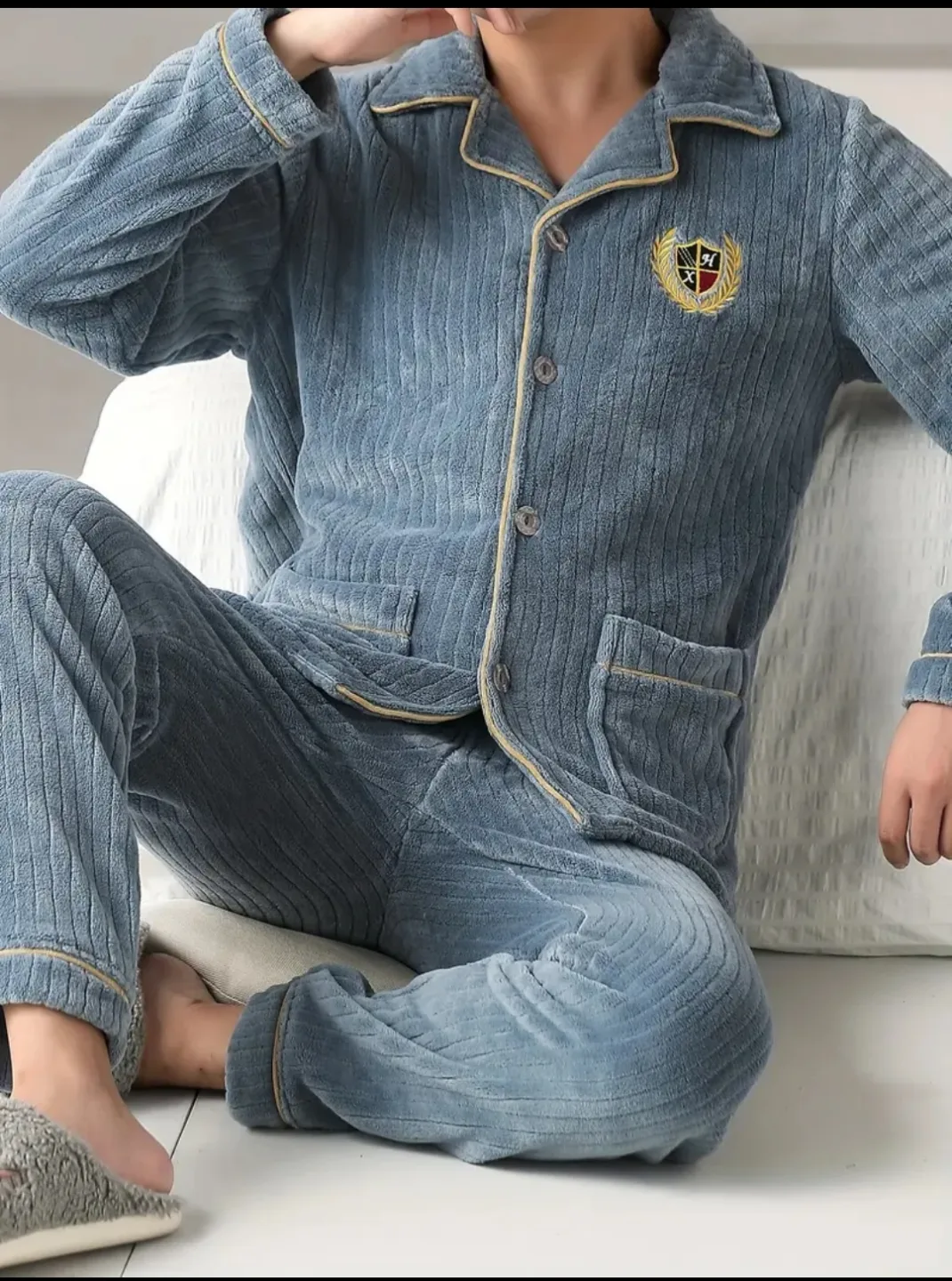 Men's Flannel Pajama Set - Blue thumbnail