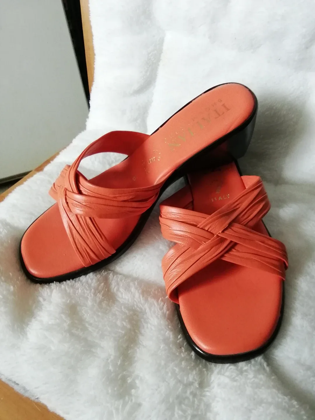 Coral Italian Shoemakers Leather Sandals thumbnail