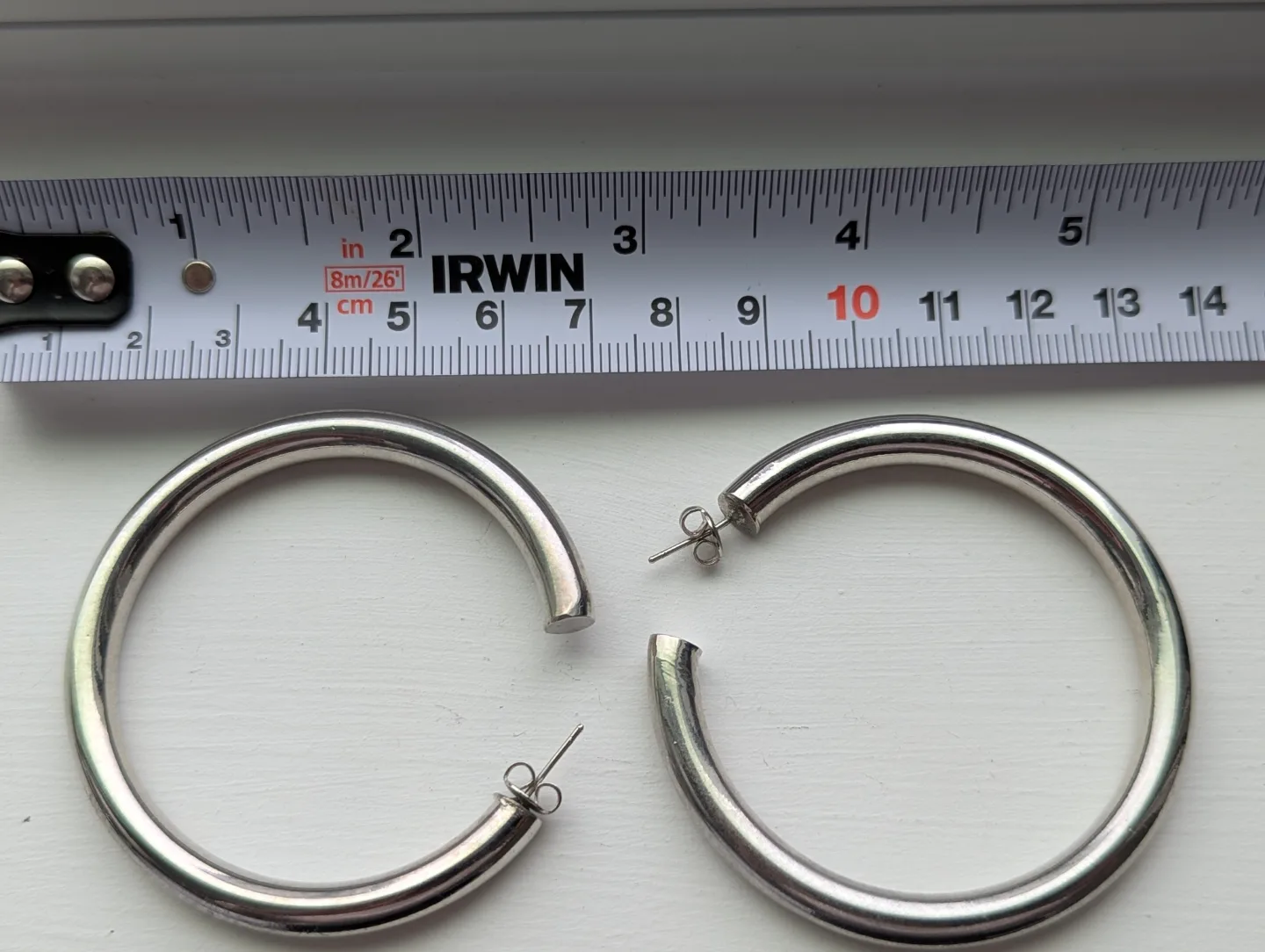 Silver Tone Large Hoop Earrings image indicator(4)