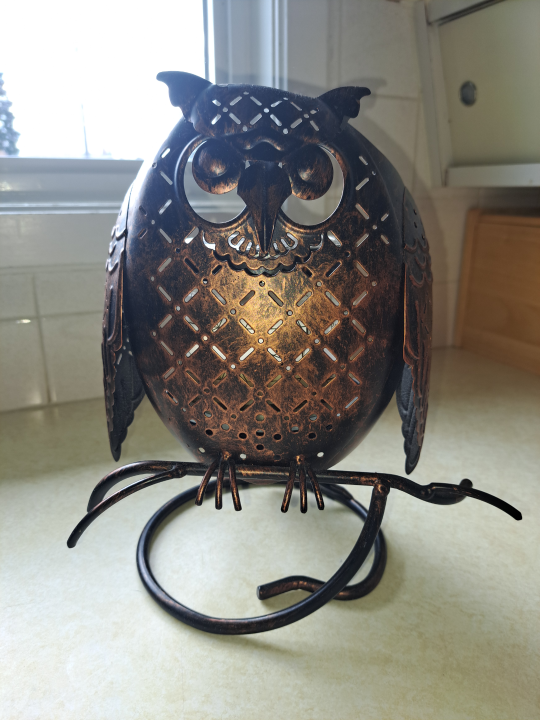 Metal Owl Candle Holder