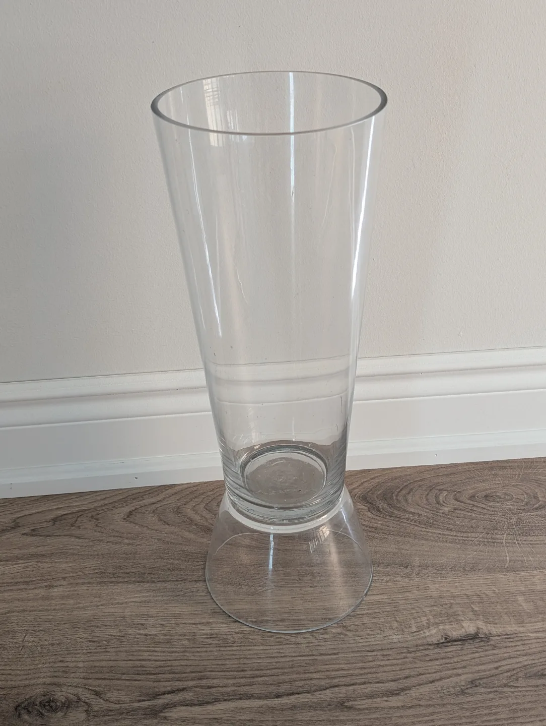 Tall Clear Glass Vase with Wide Base thumbnail