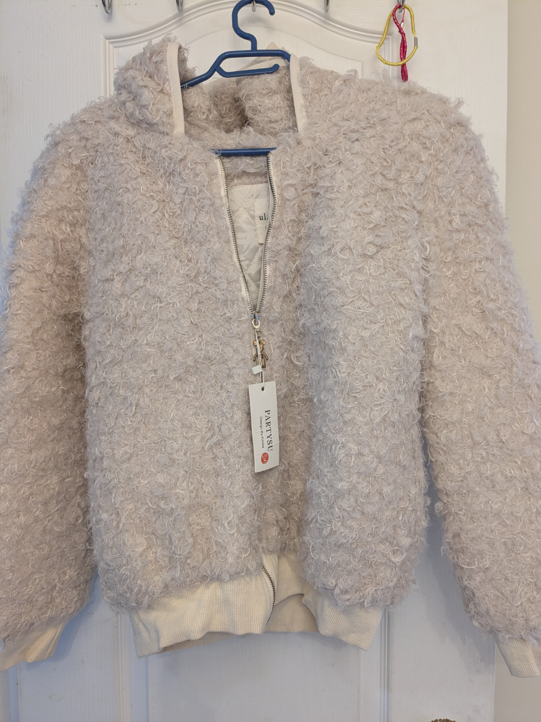 Teddy Bear Zip-Up Hoodie Jacket - Size Small
