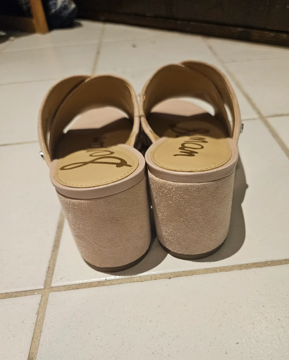 Sam Edelman Therawen Blush Pink Suede Block Heel Mules image indicator(3)