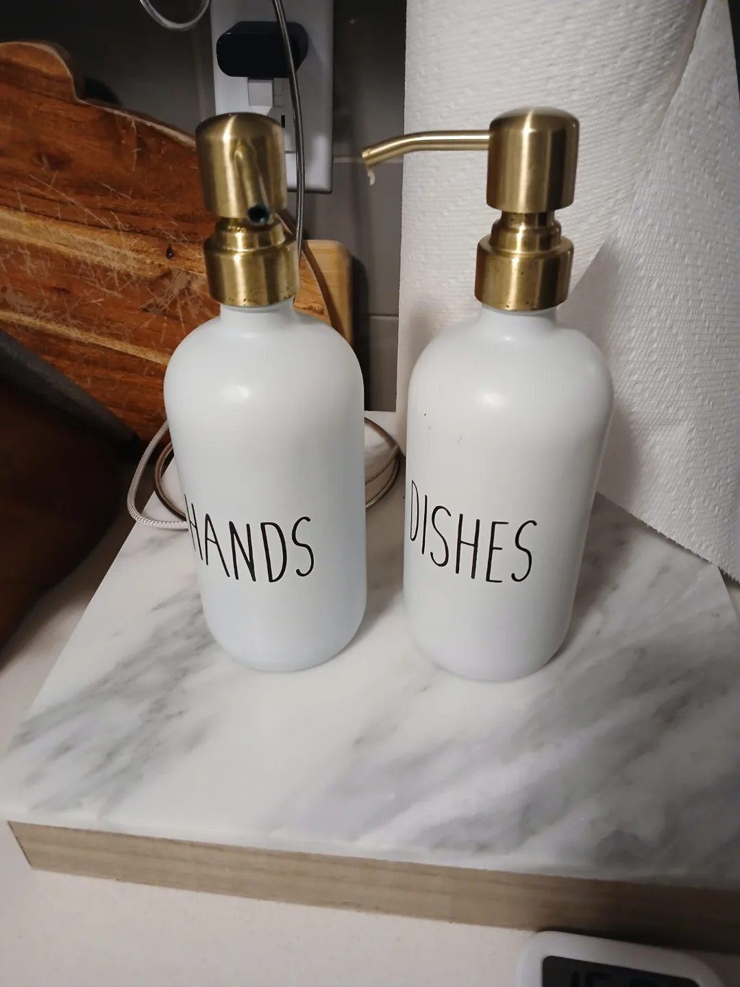 white with black lettering hand and dish soap dispensers thumbnail