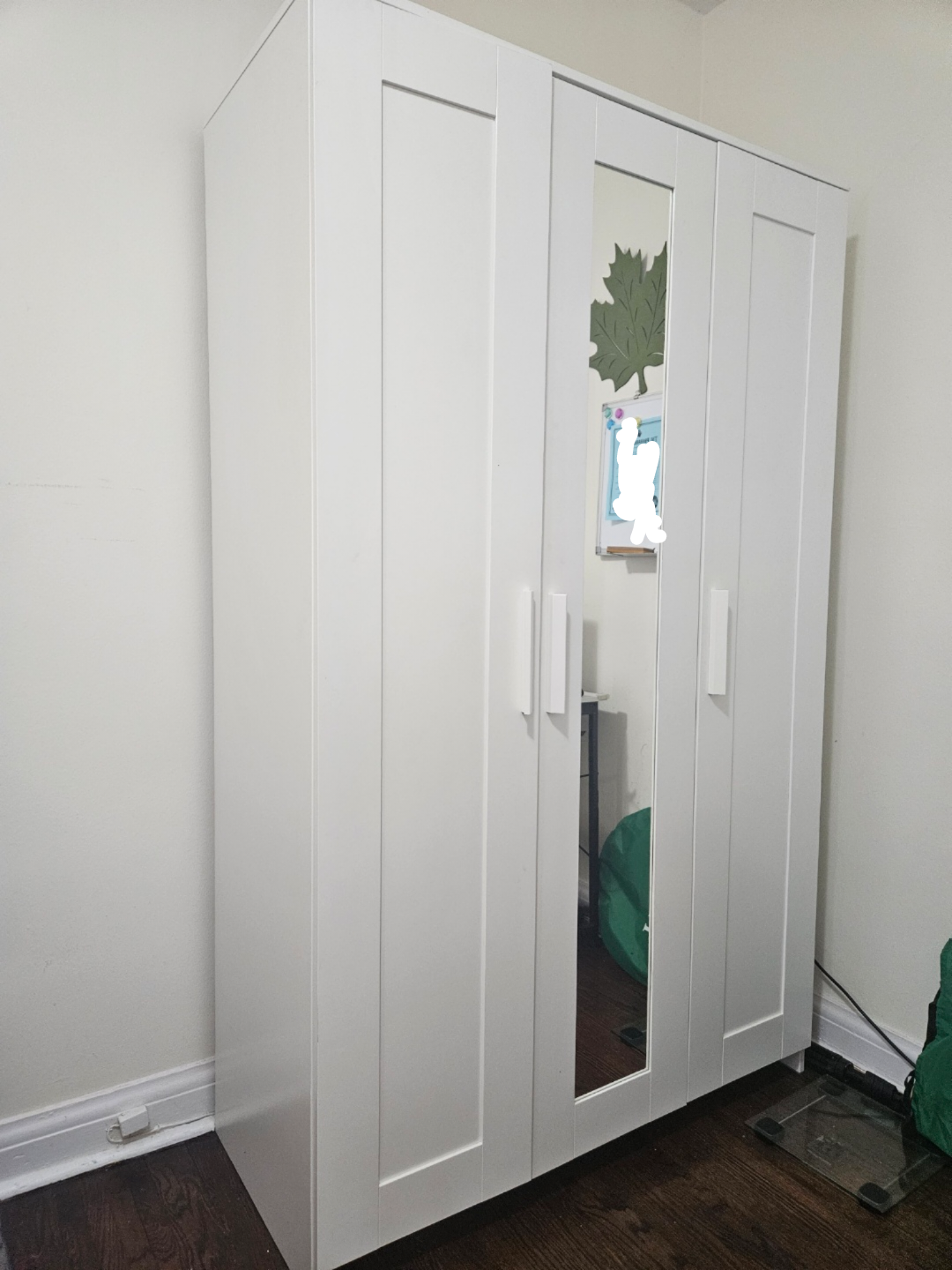 White Wardrobe Armoire with Mirror - photo 4