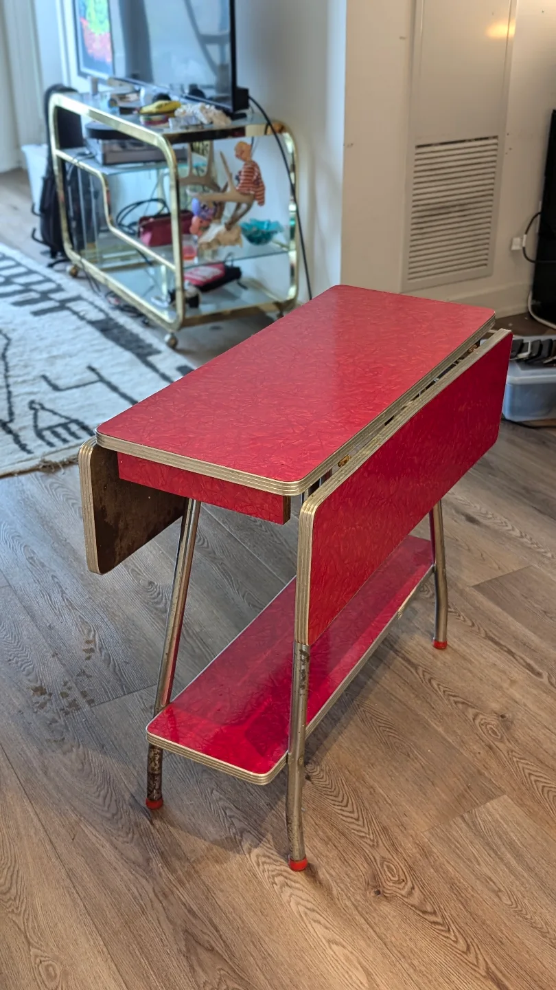 Vintage Formica Drop-Leaf Table (Cherry Red) thumbnail