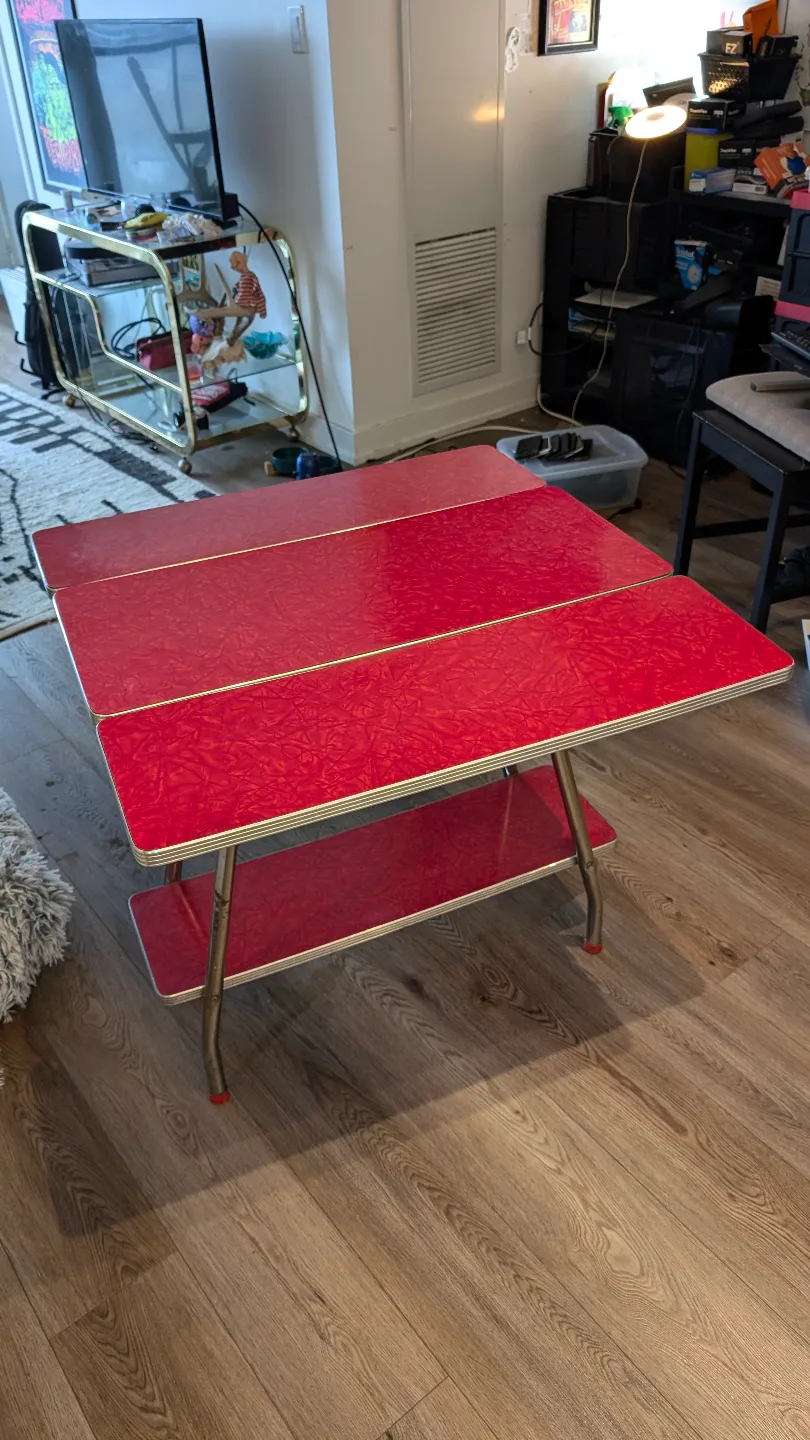 Vintage Formica Drop-Leaf Table (Cherry Red) image indicator(2)