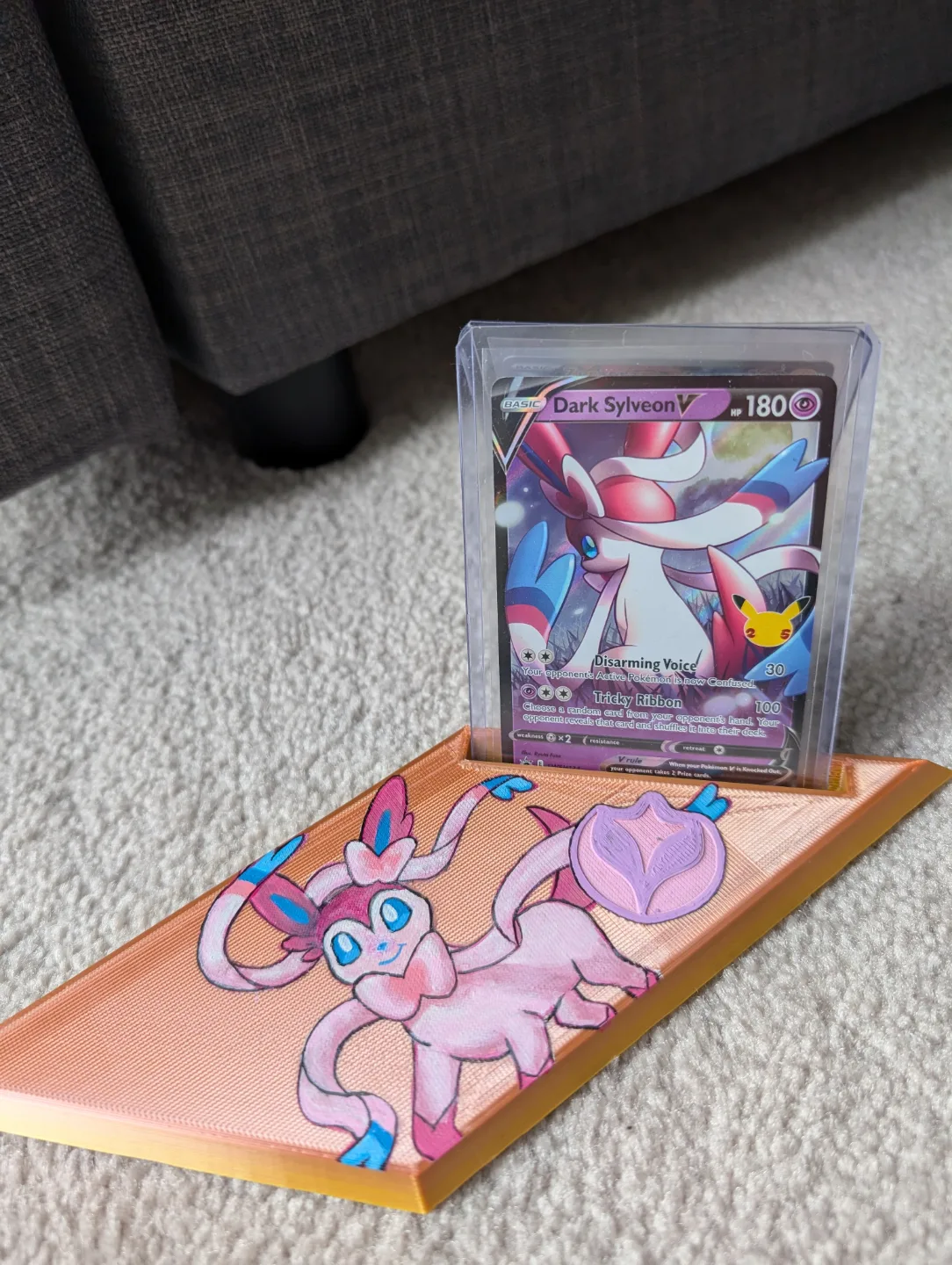 Sylveon card with hand painted PSA slaps and figurines image indicator(3)