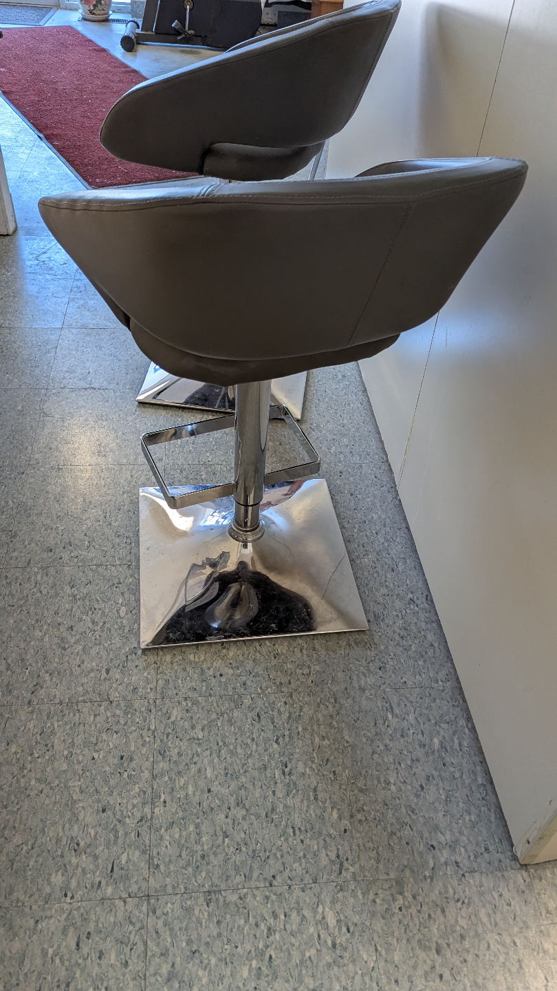 Pair of Modern Dark Grey Swivel Bar Stools - photo 5