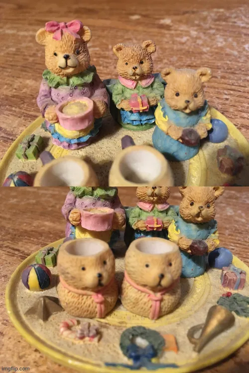 Collectible Bear family Christmas Figurines mini tea set image indicator(3)