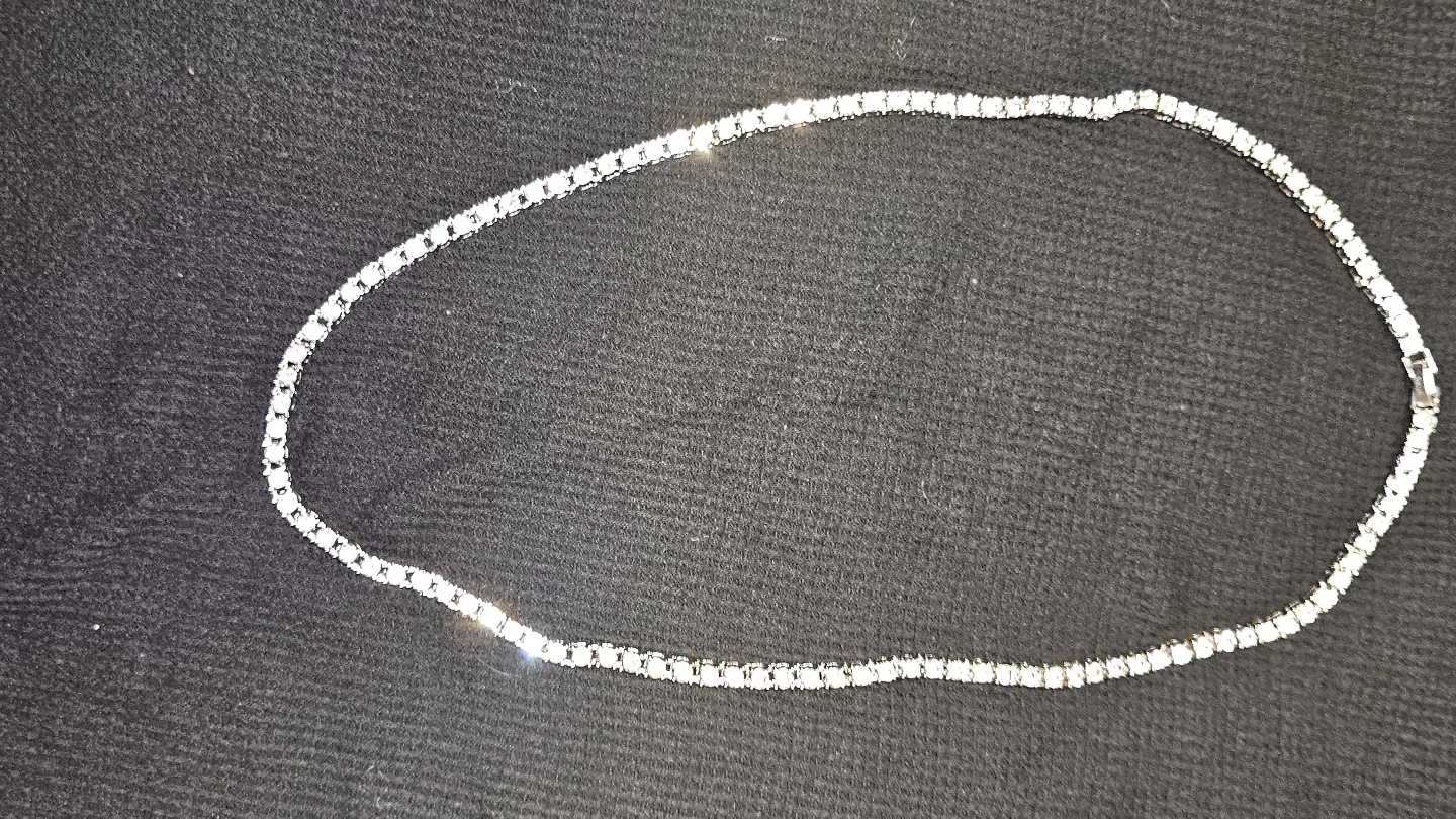 Silver Tennis Necklace with Cubic Zirconia image indicator(2)