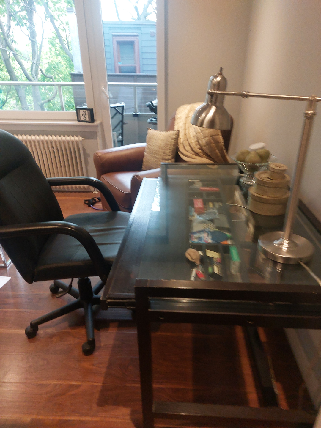 Modern Glass Top Desk with Office Chair - photo 2
