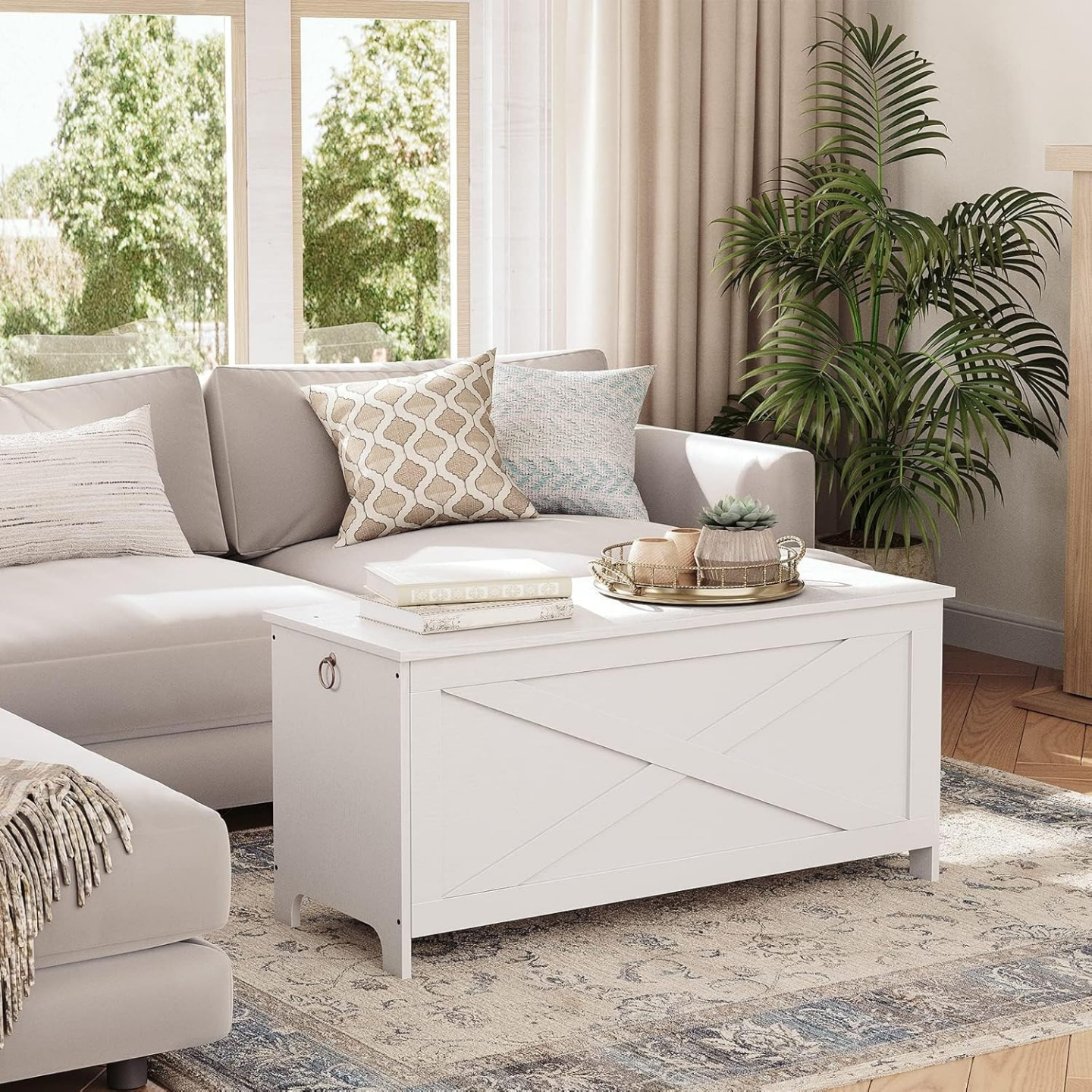 White Wooden Storage Bench - photo 4