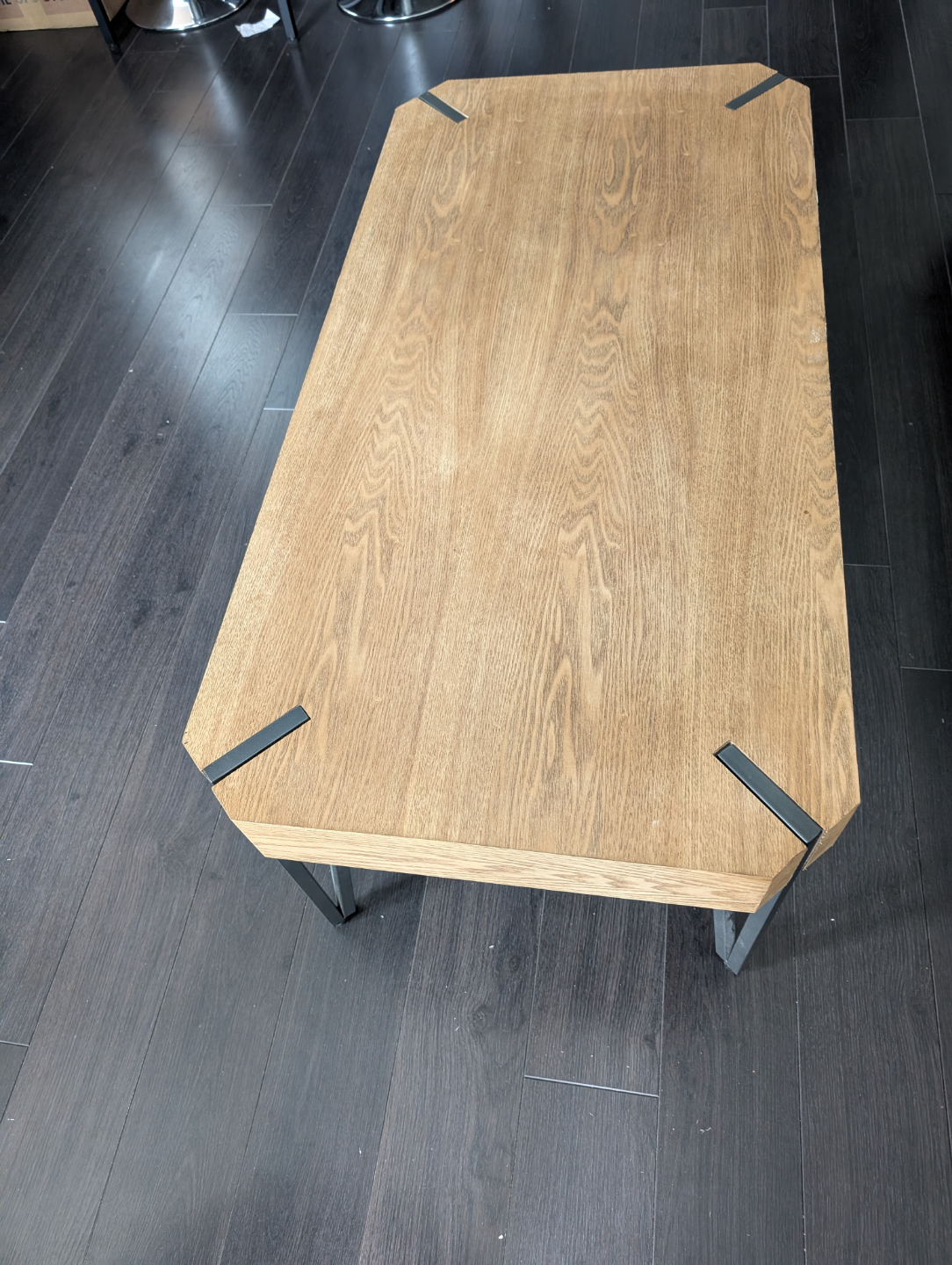 Modern Wood Coffee Table with Black Metal Legs - photo 3