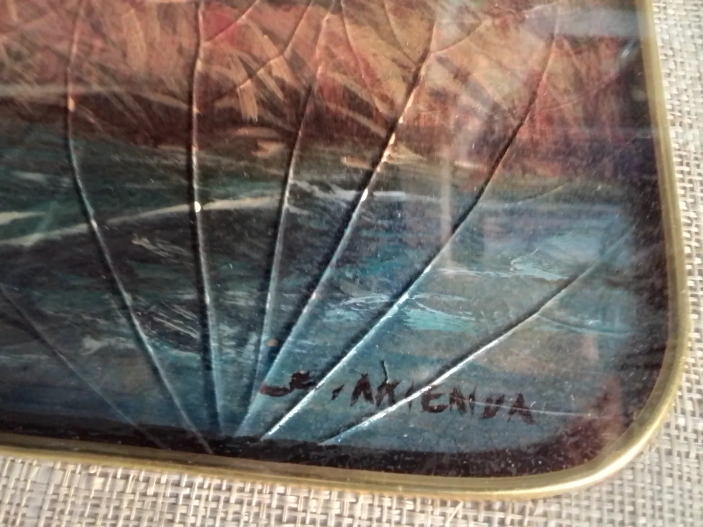 Vintage Framed Leaf Art Painting - Ducks in Flight image indicator(3)