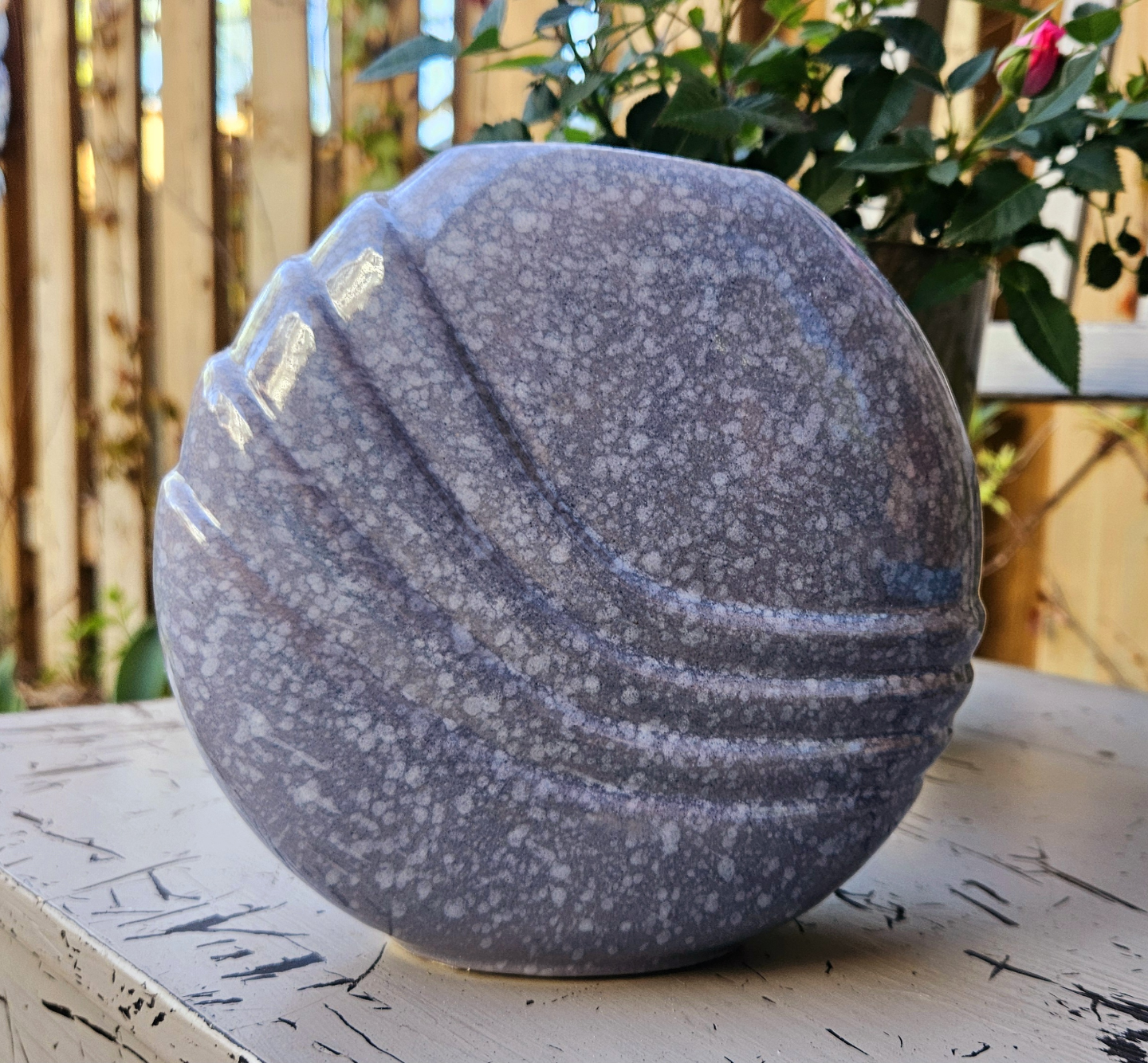 Vintage  80's Art Deco Speckled Grey Ceramic Vase - photo 2