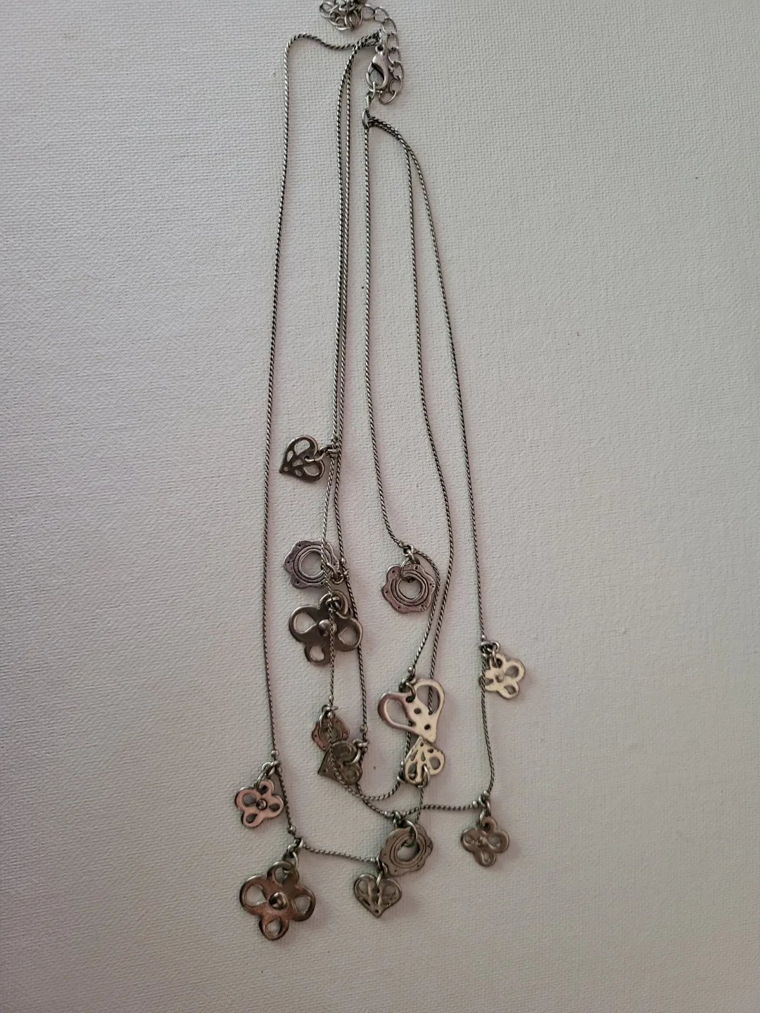 Three Strand Silver Charm Necklaces thumbnail