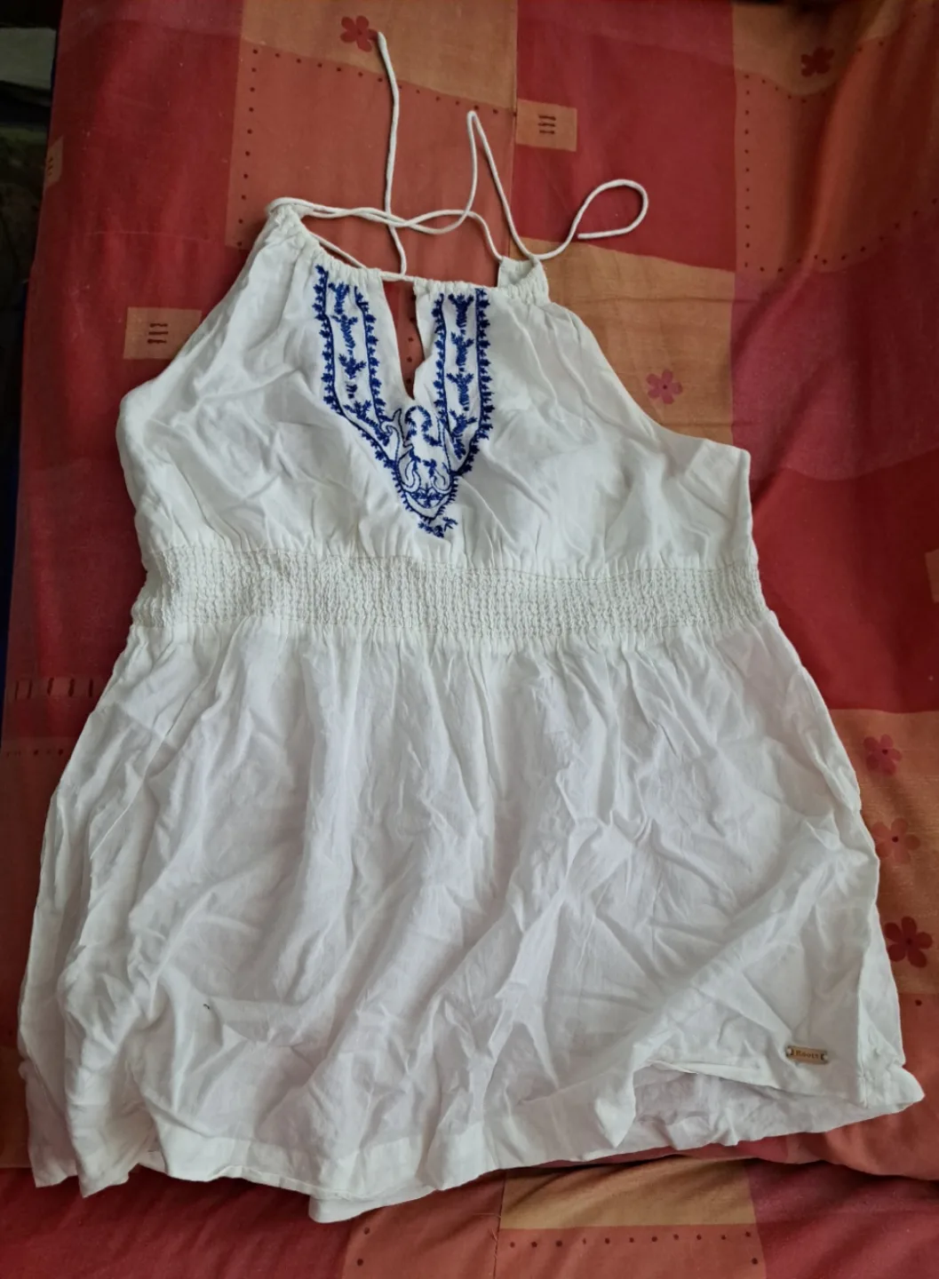 Roots white embroidered halter top thumbnail