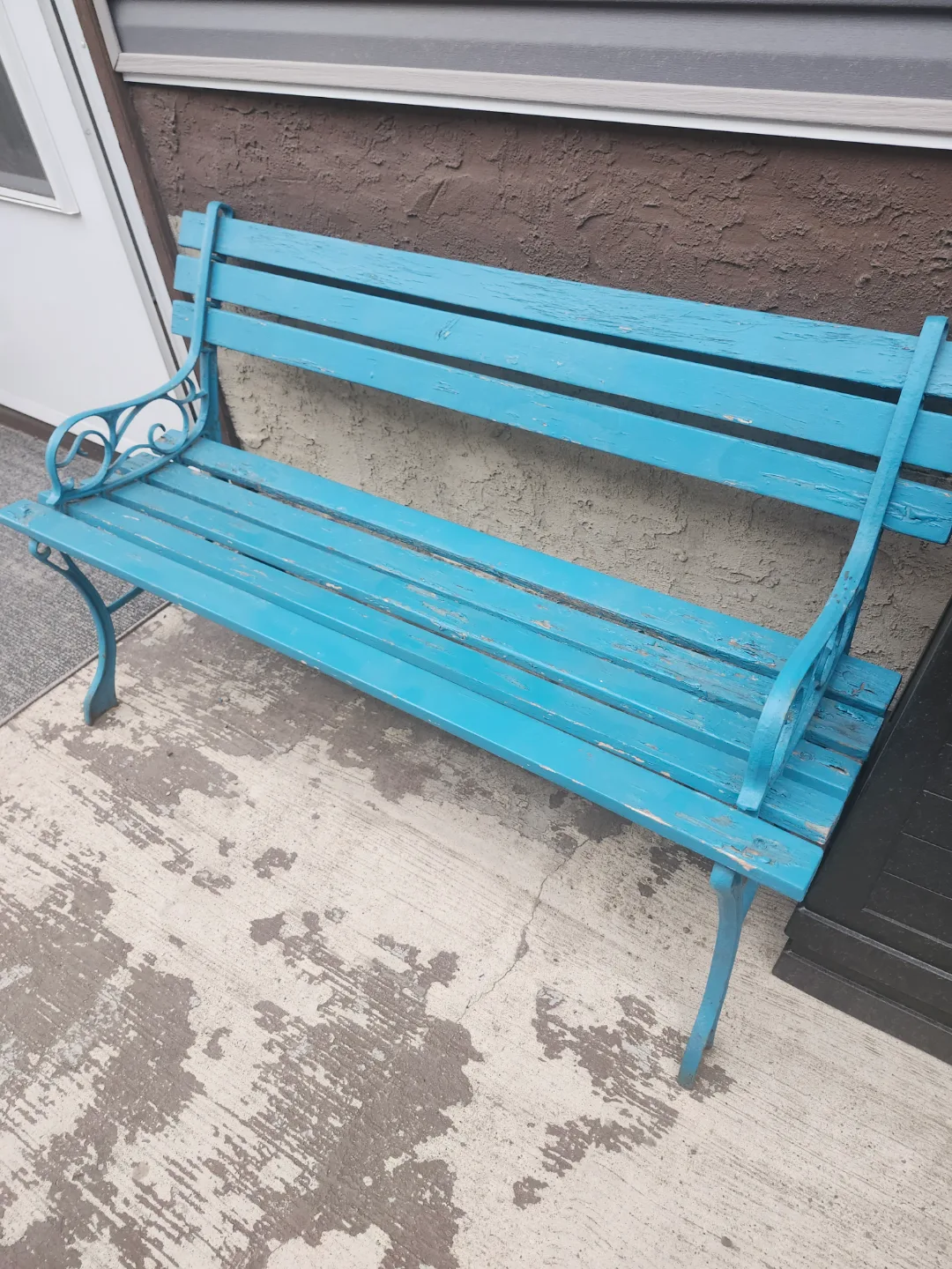 Vintage Teal Wooden Park Bench thumbnail