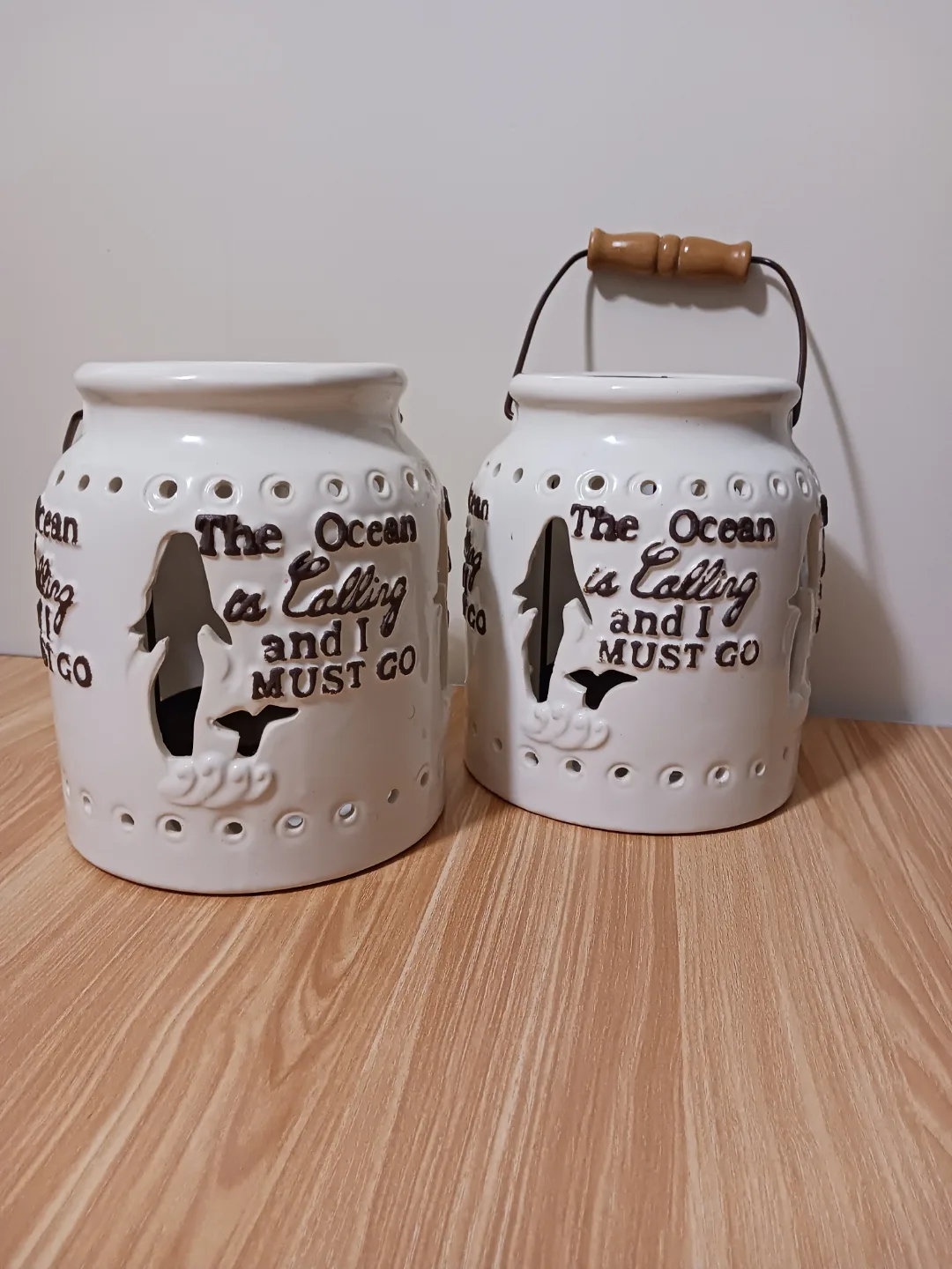 Set of 2 Ceramic Candle Lanterns, Ocean image indicator(6)