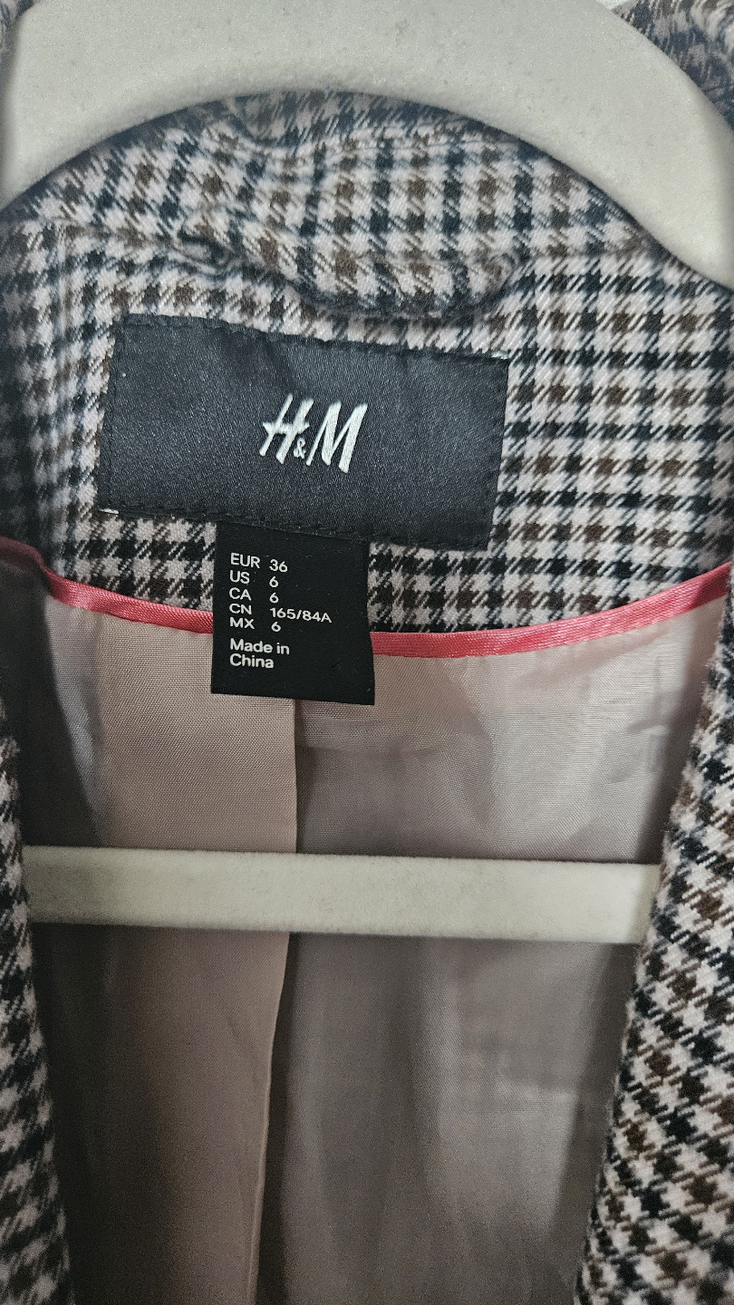 NEGOTIABLE - H&M Women's Brown and Black Checked Blazer Size 6 - photo 3