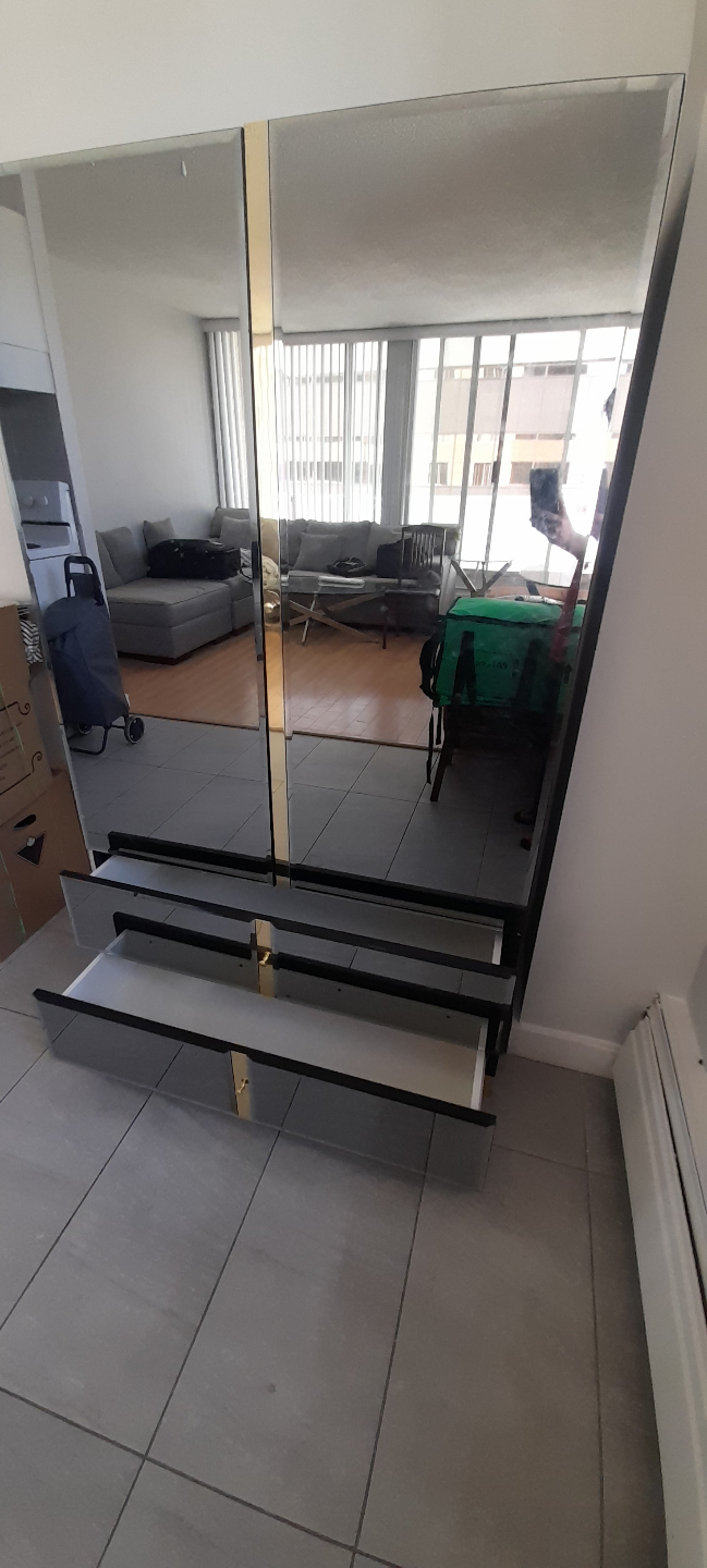 Black mirrored armoire with two drawers - photo 3