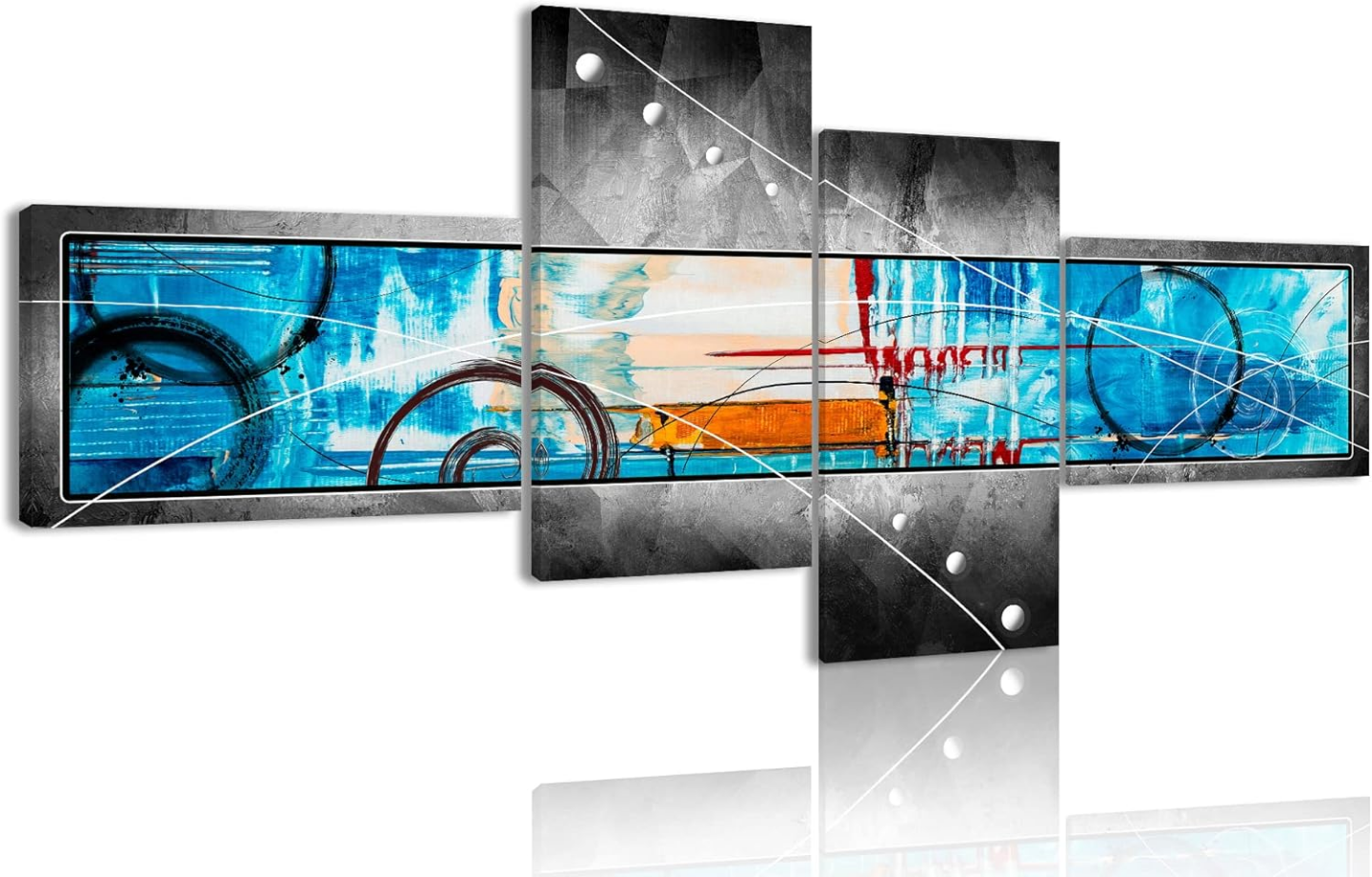 Abstract Blue and Grey 5-Piece Canvas Wall Art - photo 3