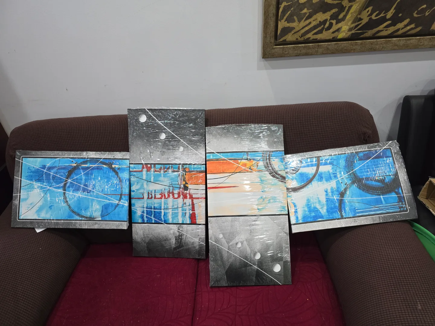 Abstract Blue and Grey 5-Piece Canvas Wall Art image indicator(6)