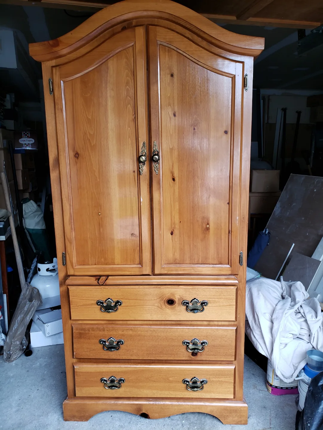 Solid Wood Armoire with Three Drawers thumbnail