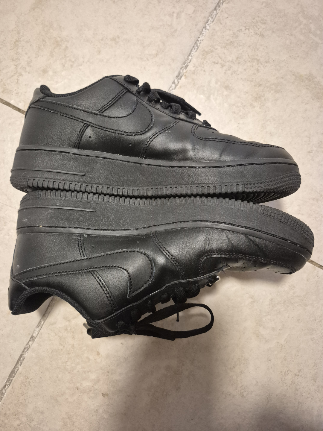 Nike Air Force 1  All Black Leather Sneakers