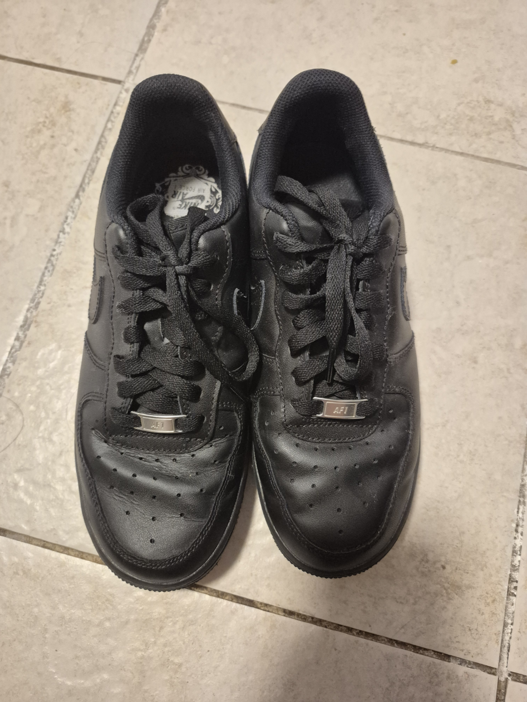 Nike Air Force 1  All Black Leather Sneakers - photo 3