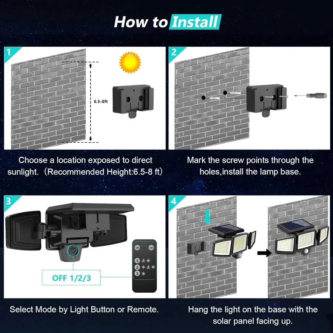 NEW Solar Motion Sensor Light – 2500LM | 210 LEDs + Remote image indicator(4)