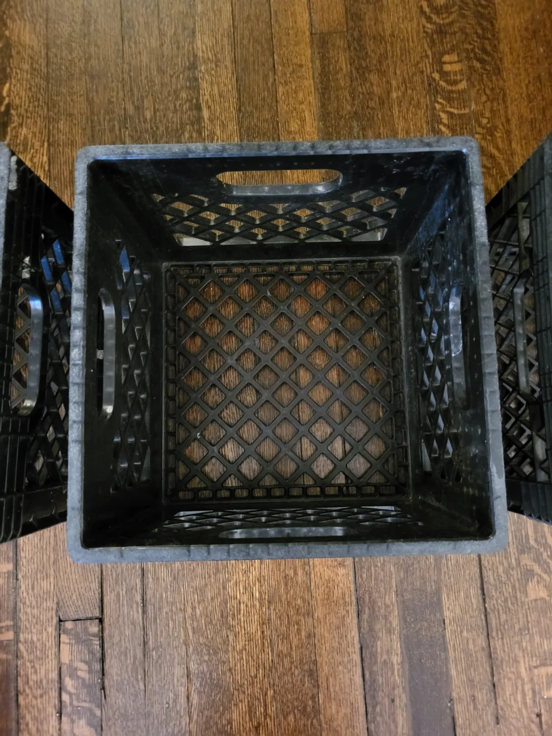 3 Milk Crates - Stackable Storage Boxes Black - Heavy Duty image indicator(4)