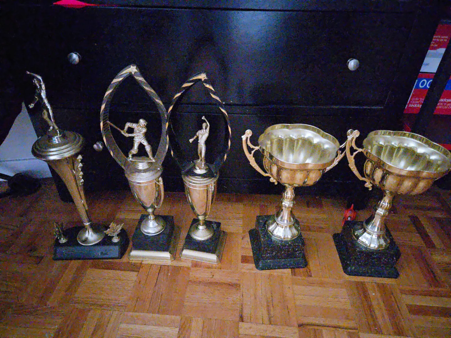 Lot of 5 vintage gold-tone trophies thumbnail