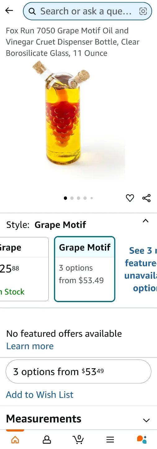 Fox Run 7050 Grape Motif Oil and Vinegar Cruet Dispenser image indicator(2)