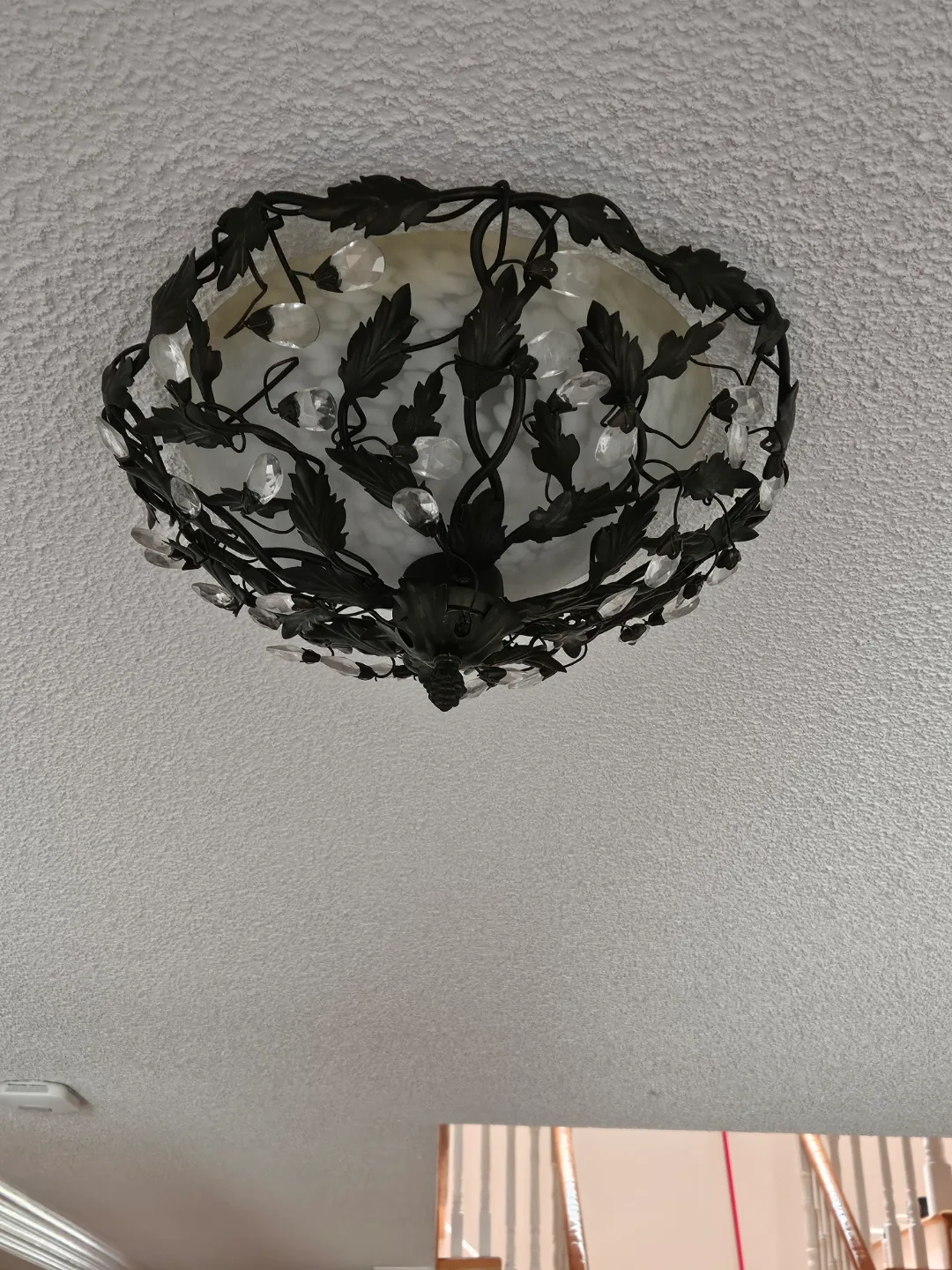 Elegant Black Metal and Crystal Chandelier image indicator(3)