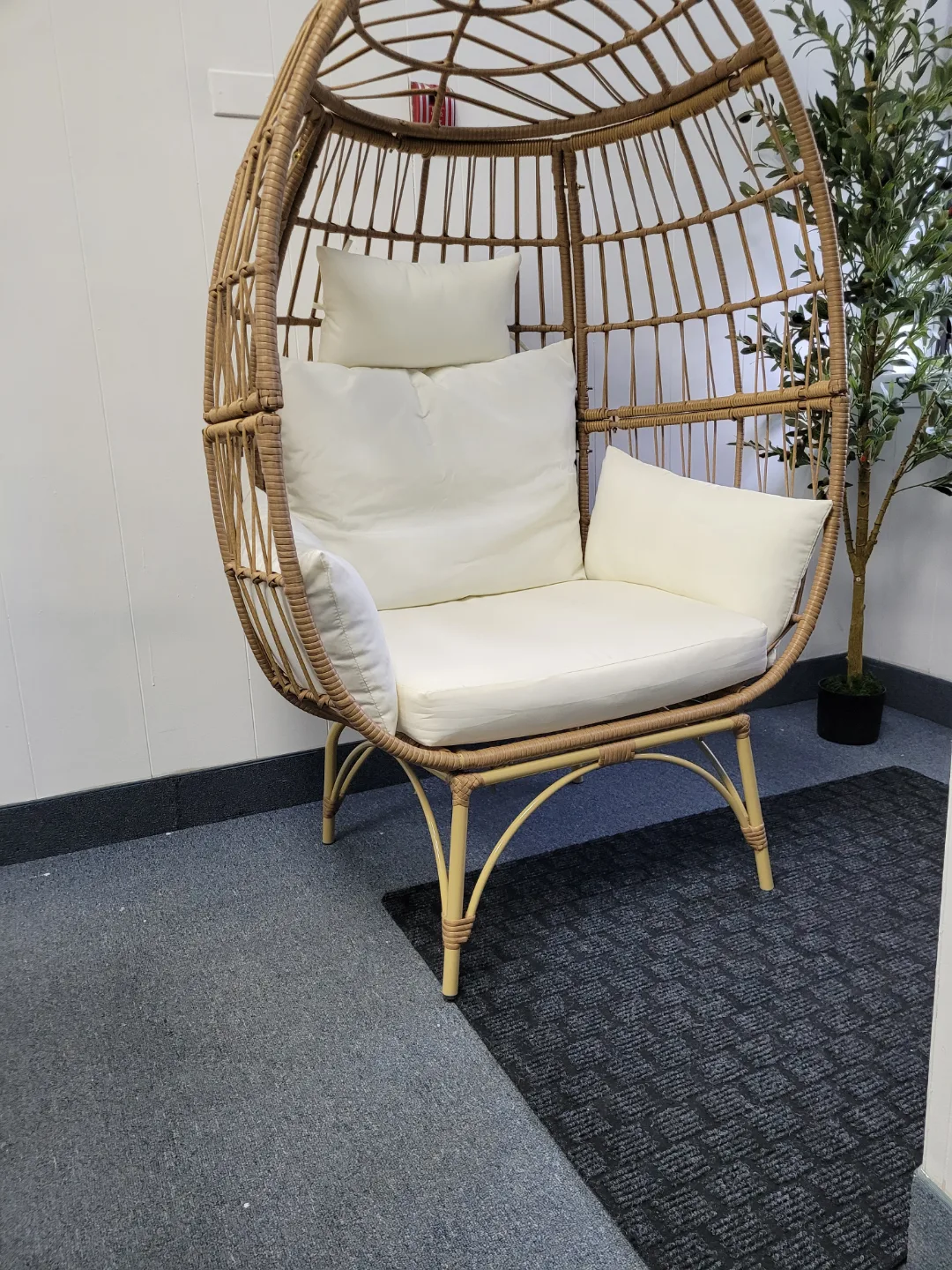 Wicker Egg Chair with Cushions thumbnail