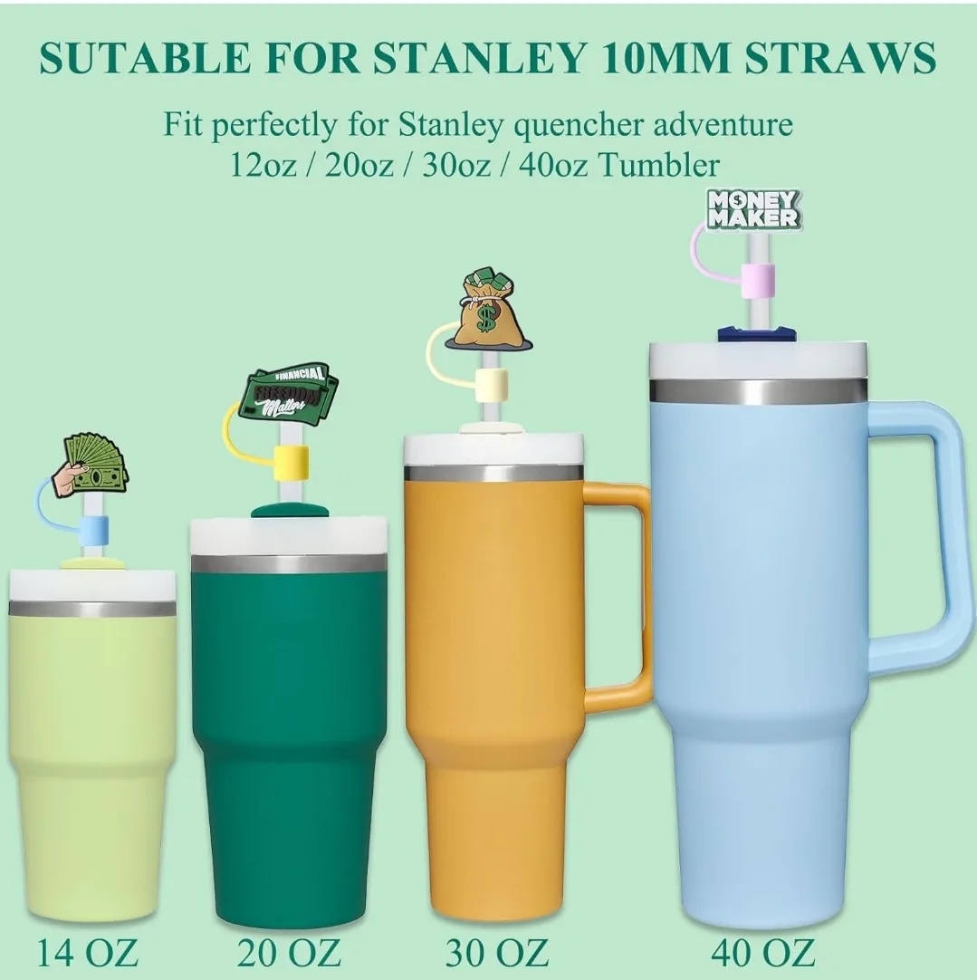 Set of 5 Cute Money-themed Silicone straw Covers image indicator(7)
